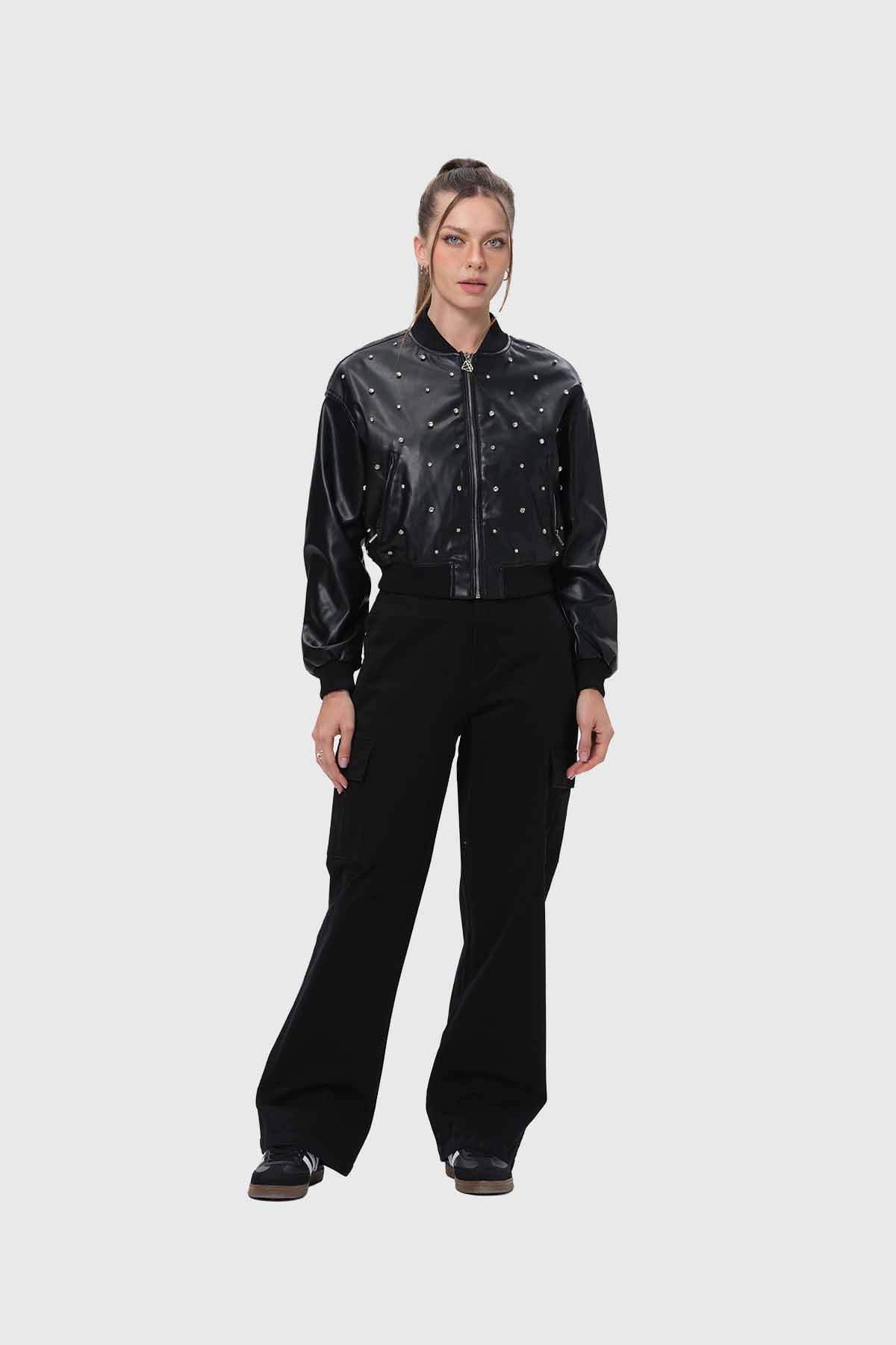 Chaqueta Mujer Bomber Negro - Image 4