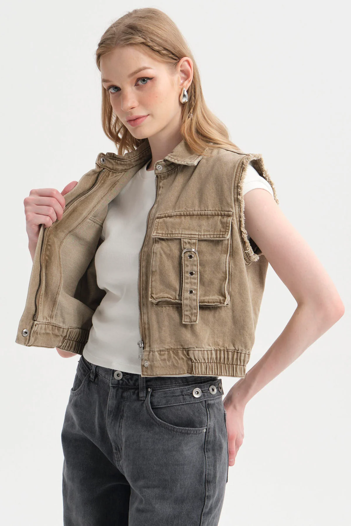 Chaqueta Mujer Cargo Caqui - Image 2