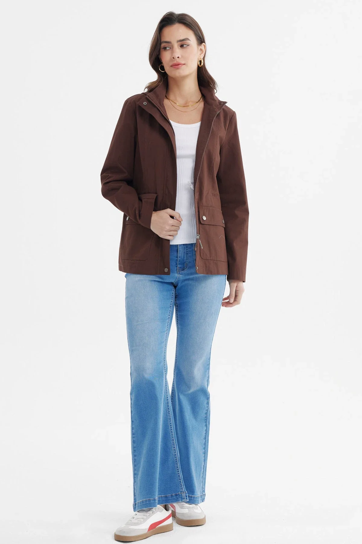 Chaqueta Mujer Con Gorro Chocolate - Image 4