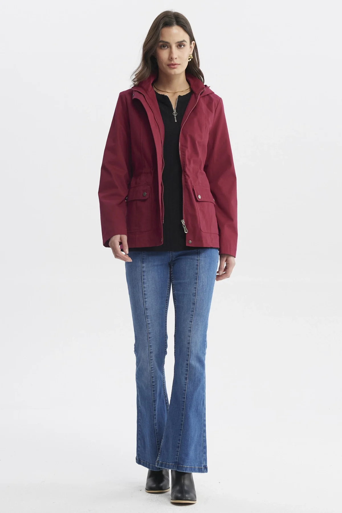 Chaqueta Mujer Con Gorro Rojo - Image 4