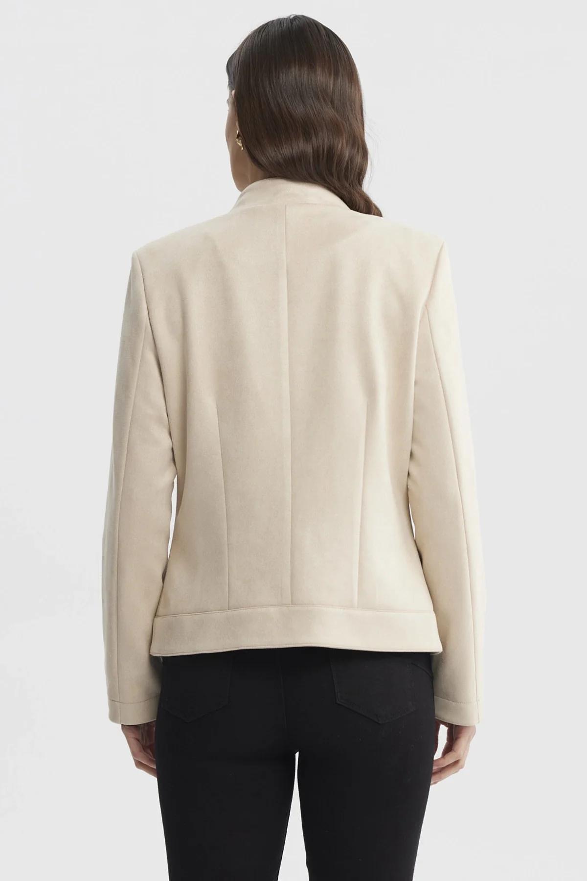 Chaqueta Mujer Cuello Apoyado Arena - Image 3