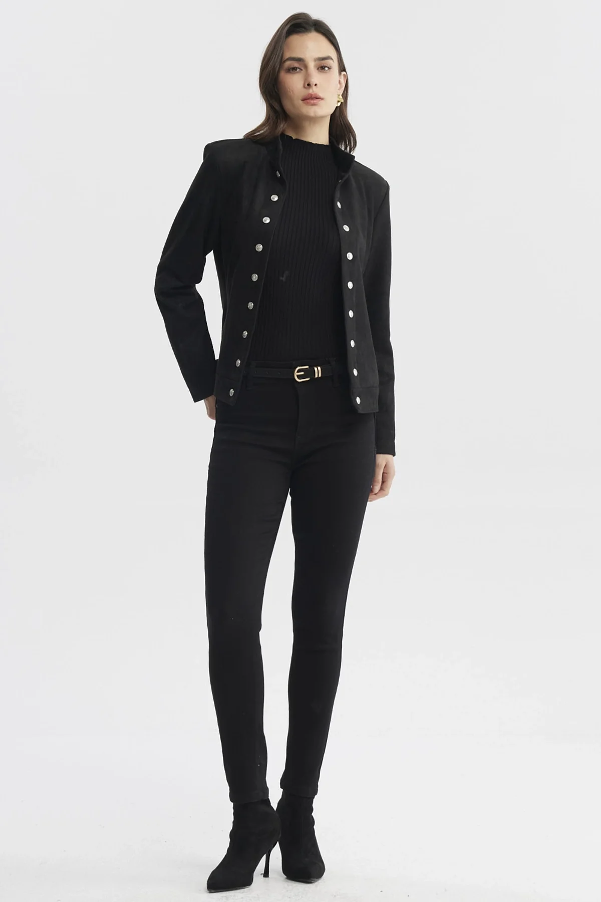 Chaqueta Mujer Cuello Apoyado Negro - Image 4