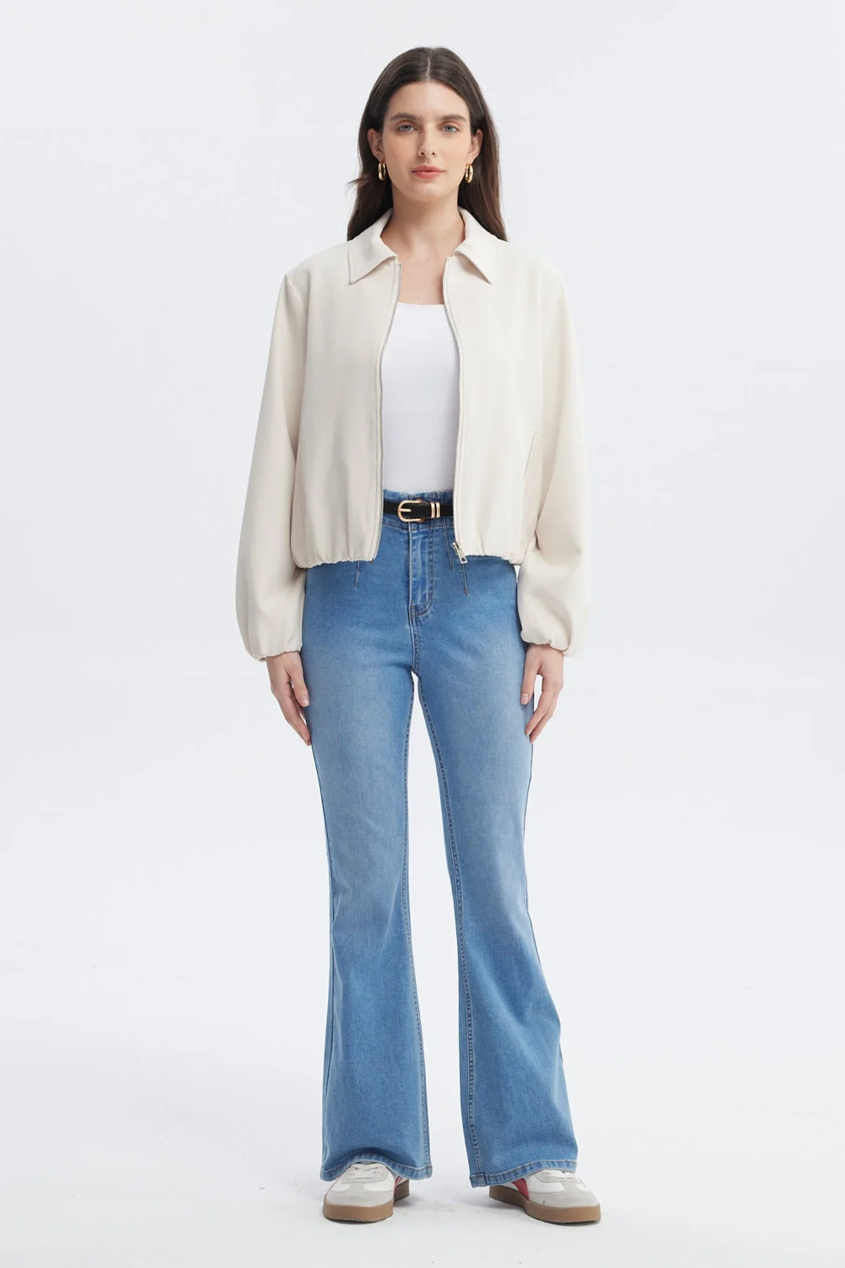 Chaqueta Mujer Cuello Camisero Arena - Image 4