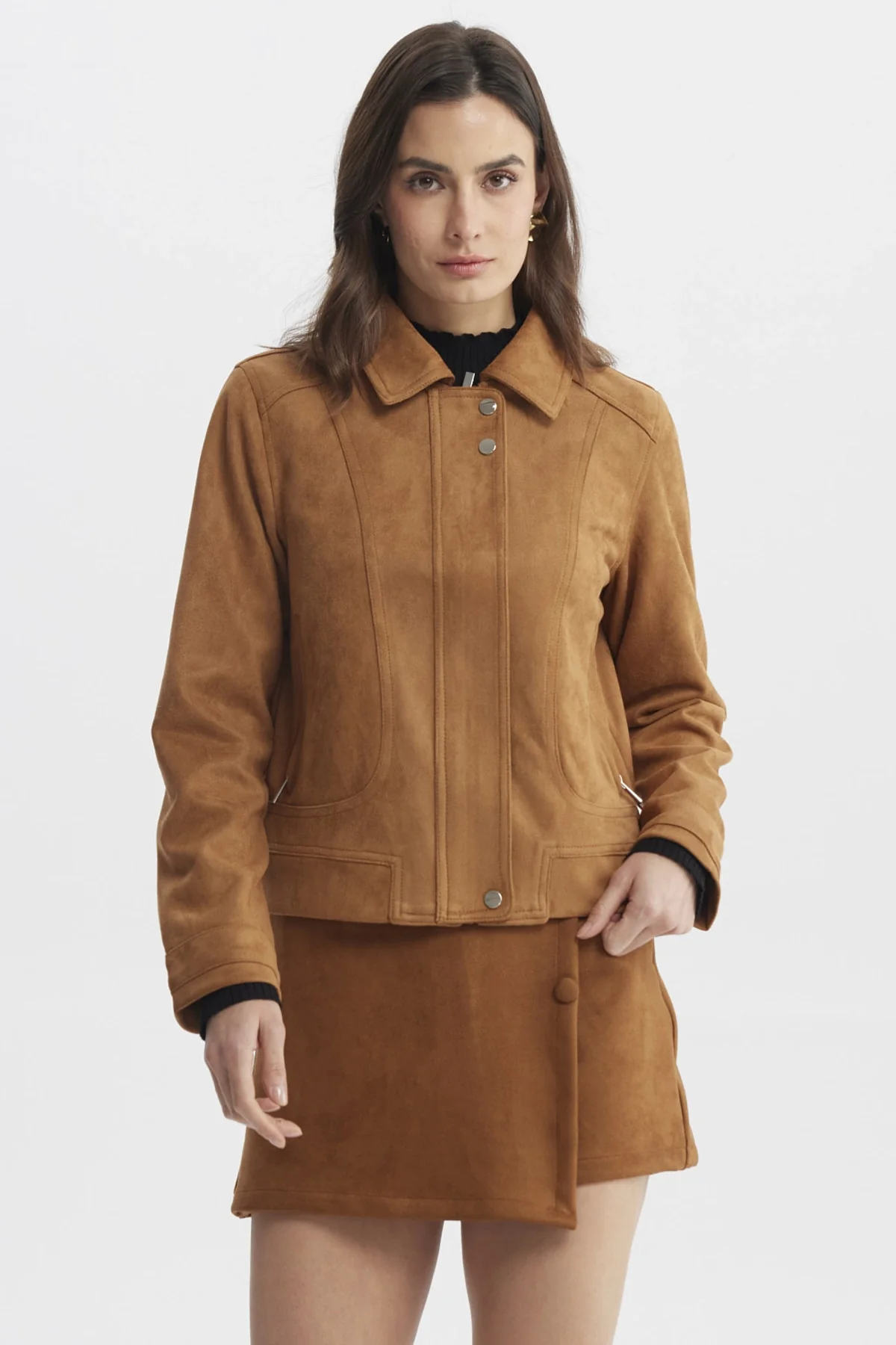 Chaqueta Mujer Cuello Camisero Camel