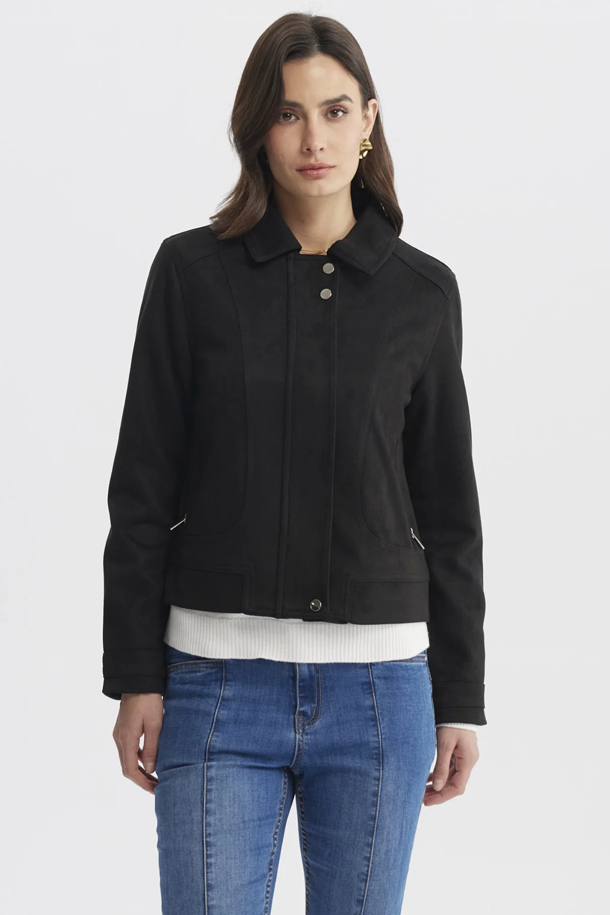 Chaqueta Mujer Cuello Camisero Negro