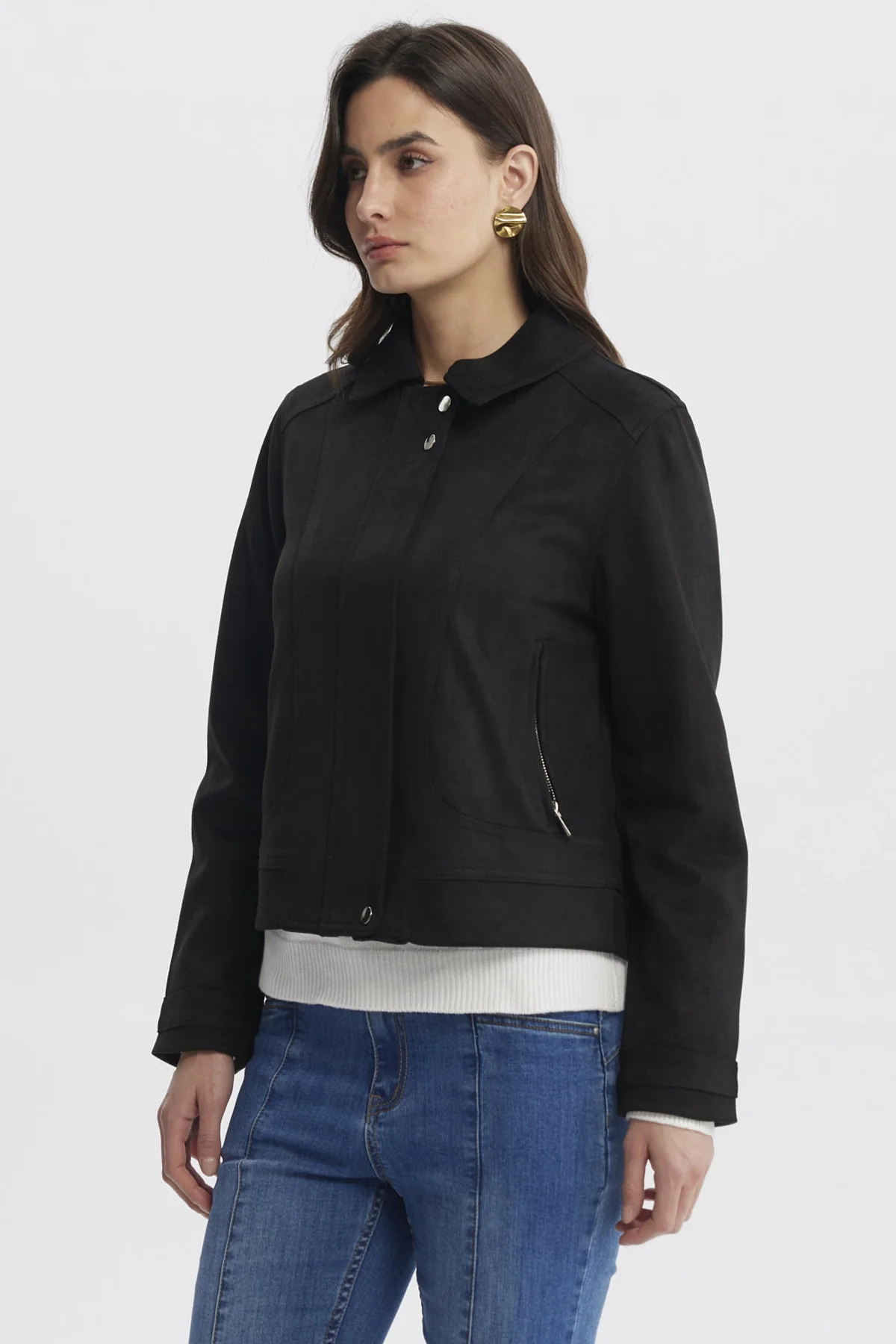 Chaqueta Mujer Cuello Camisero Negro - Image 2