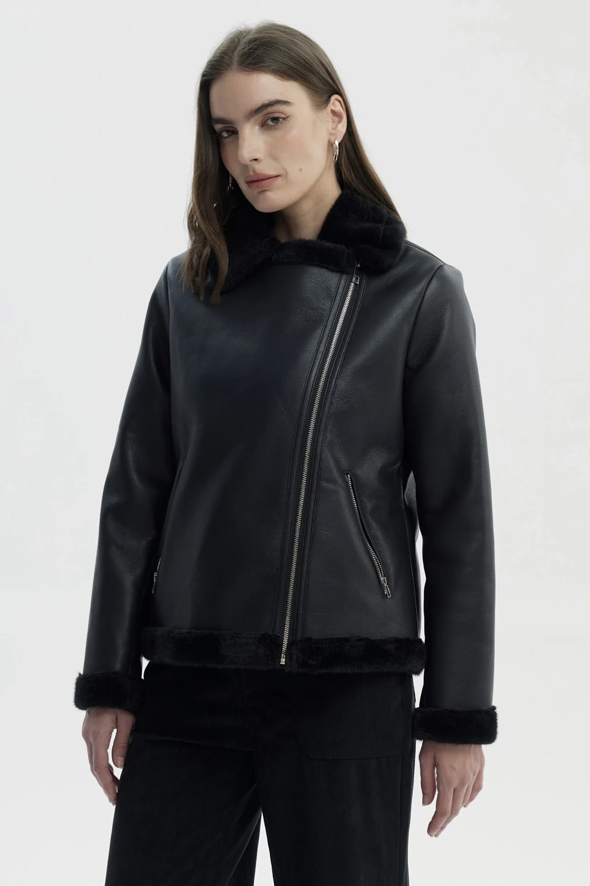 Chaqueta Mujer Cuello Camisero Negro - Image 2