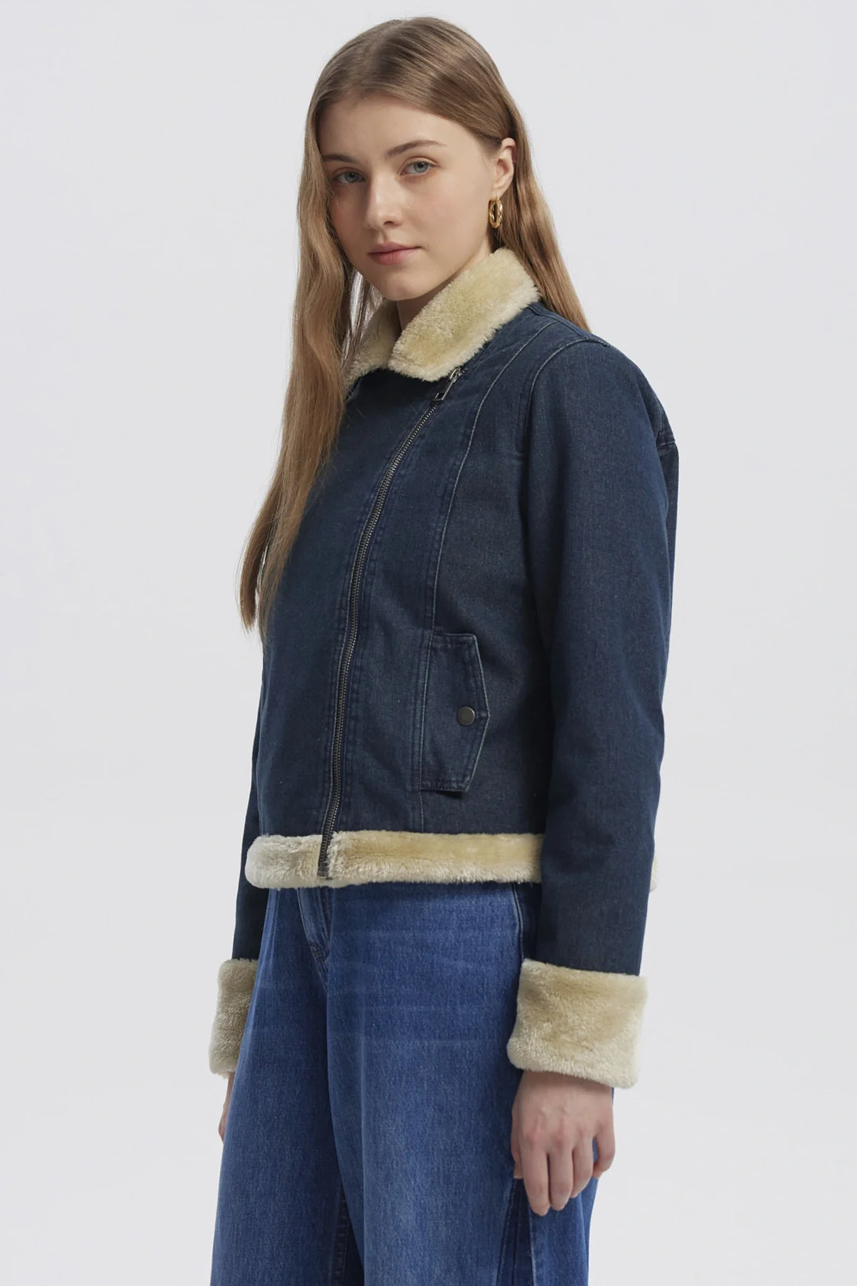 Chaqueta Mujer Cuello De Solapa Azul Oscuro - Image 2