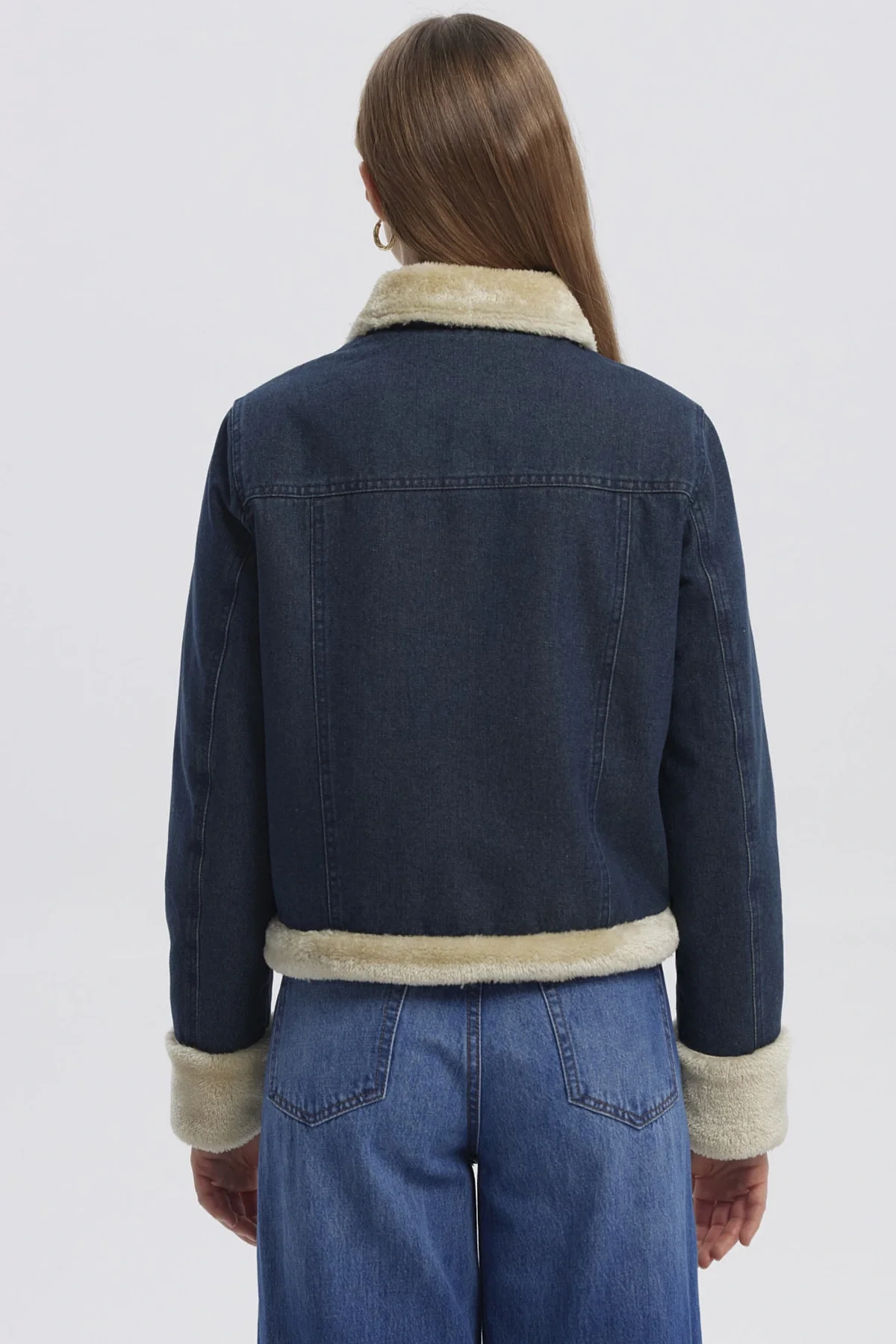 Chaqueta Mujer Cuello De Solapa Azul Oscuro - Image 3