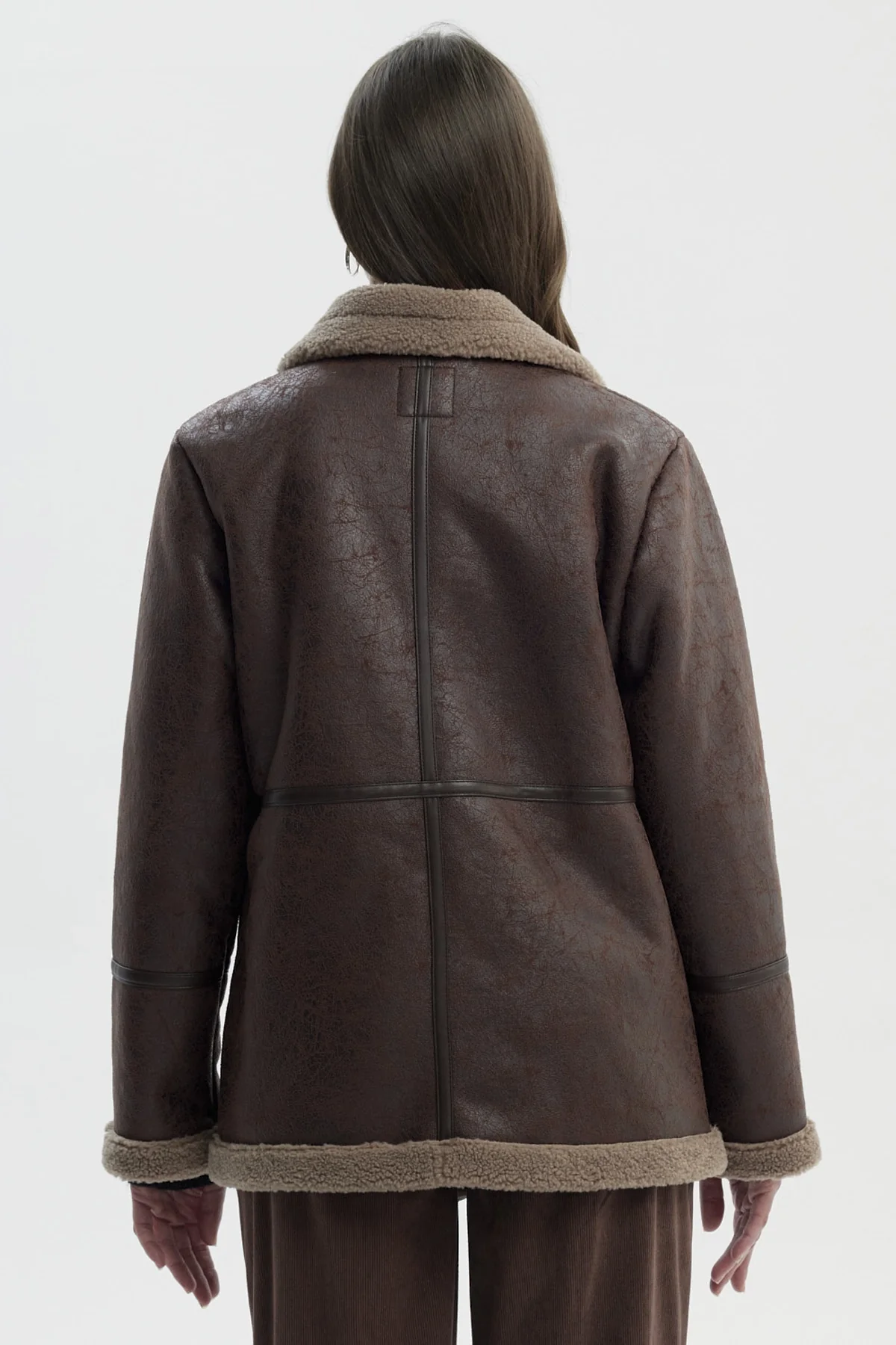 Chaqueta Mujer Oversize Cuello Camisero Café - Image 3
