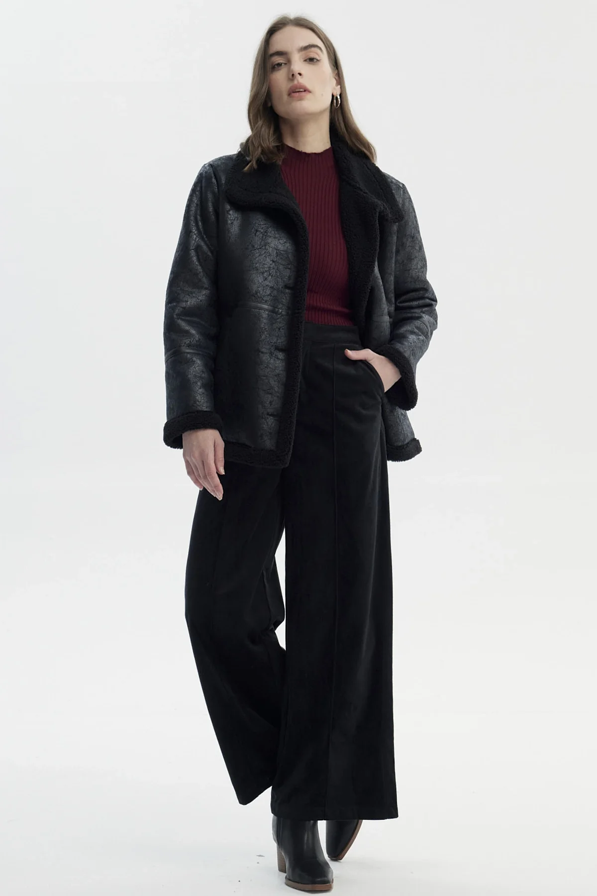Chaqueta Mujer Oversize Cuello Camisero Negro - Image 4
