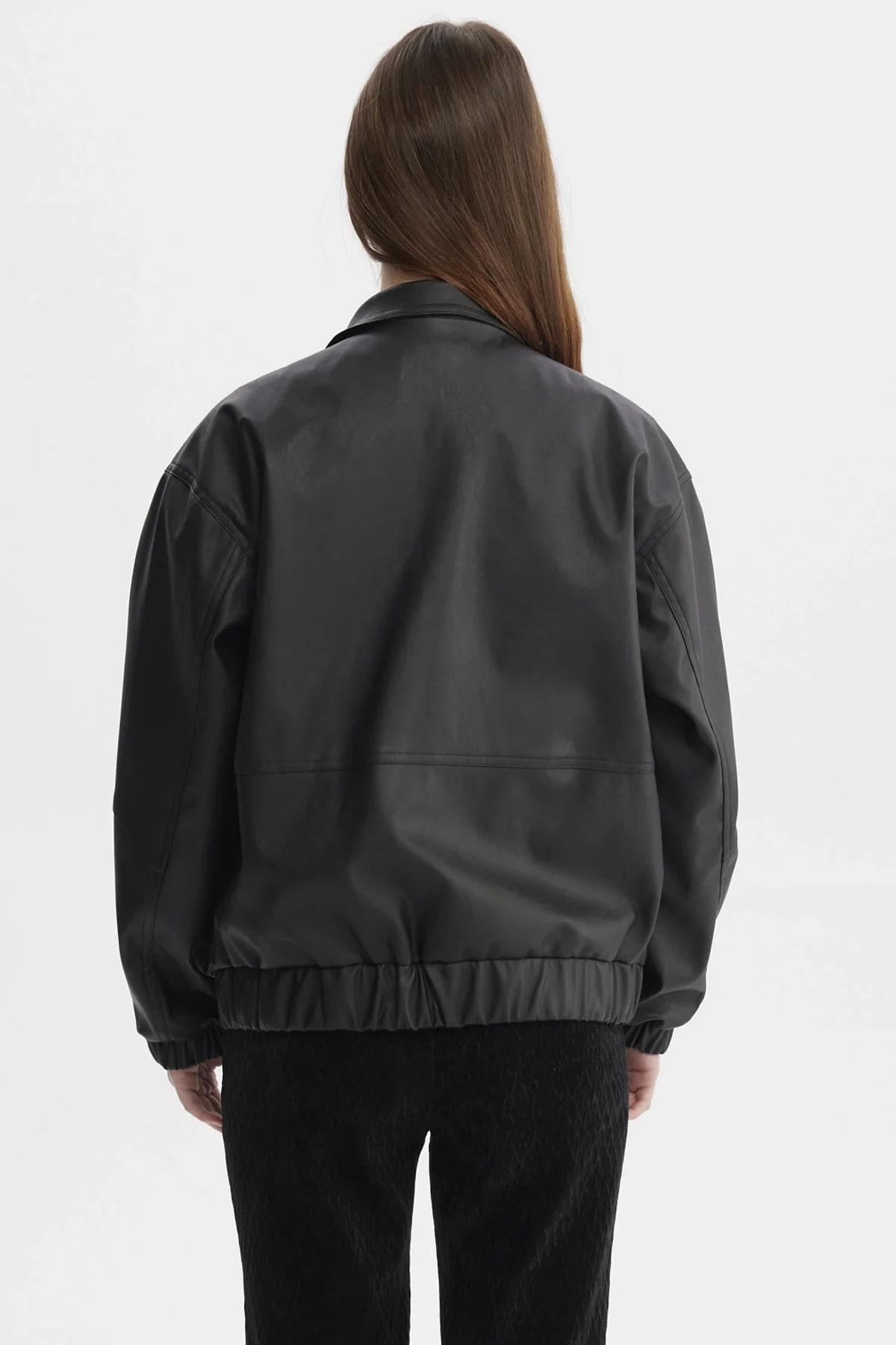 Chaqueta Mujer Oversize Efecto Cuero Negro - Image 3