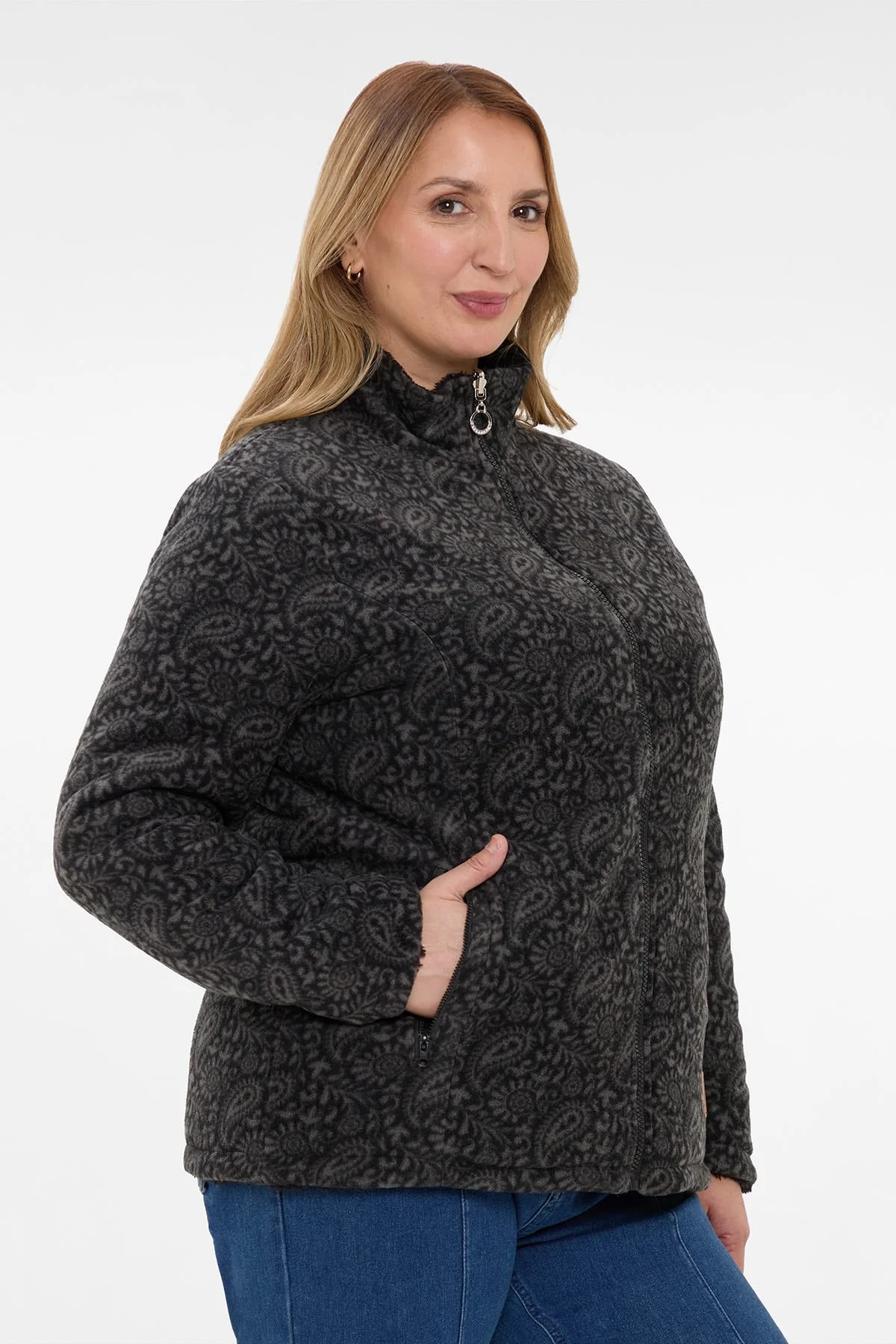 Chaqueta Mujer Polar Casual Reversible Negro - Image 3