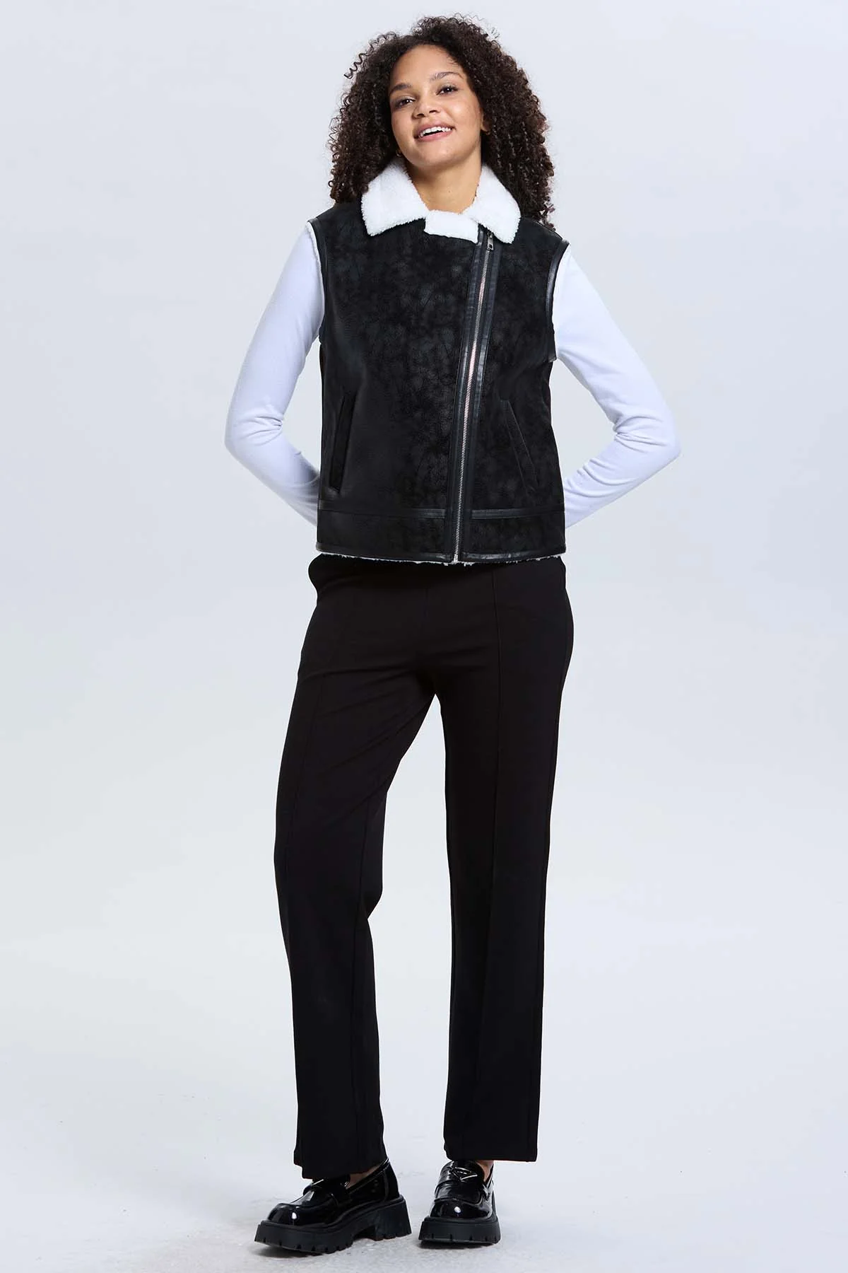 Chaqueta Mujer Efecto Cuero Bonded Negro - Image 4