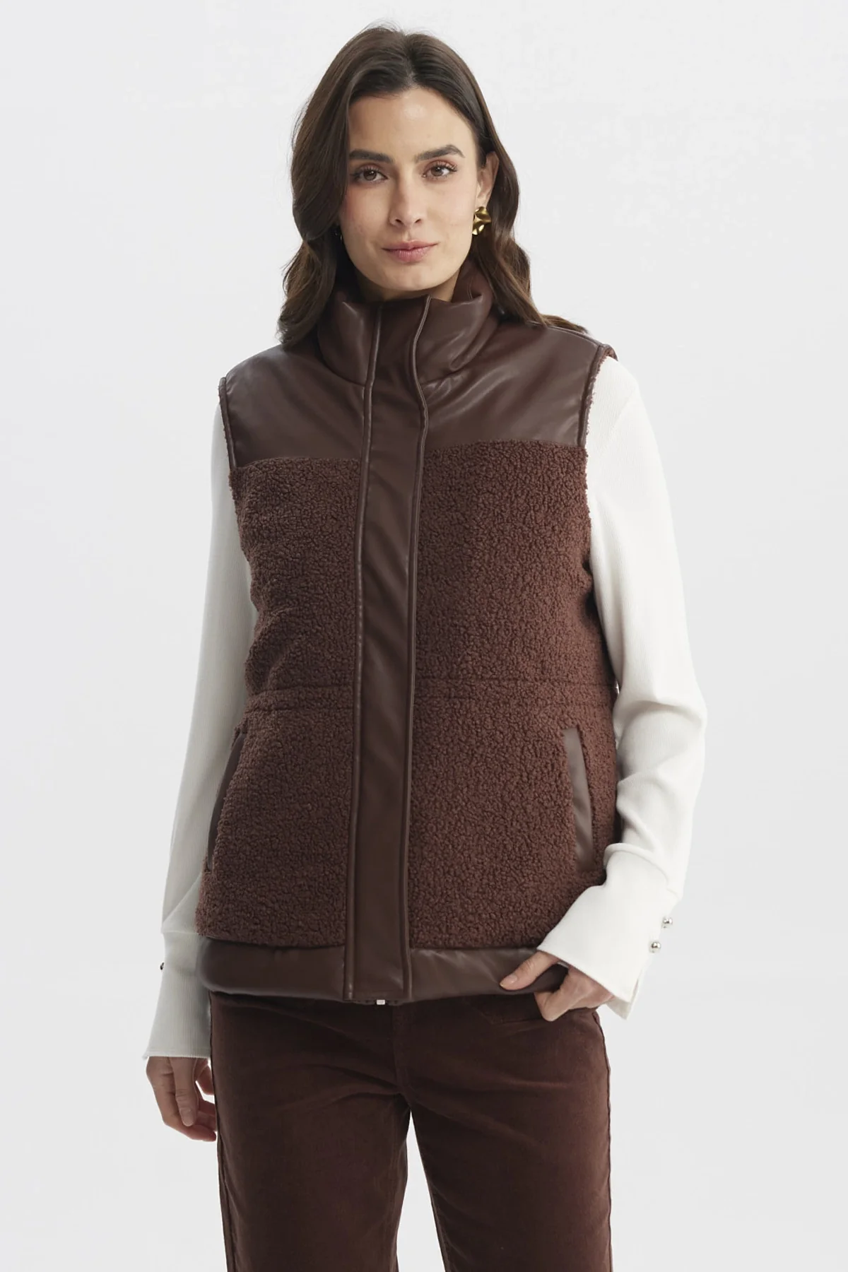 Chaqueta Mujer Slim Café Claro