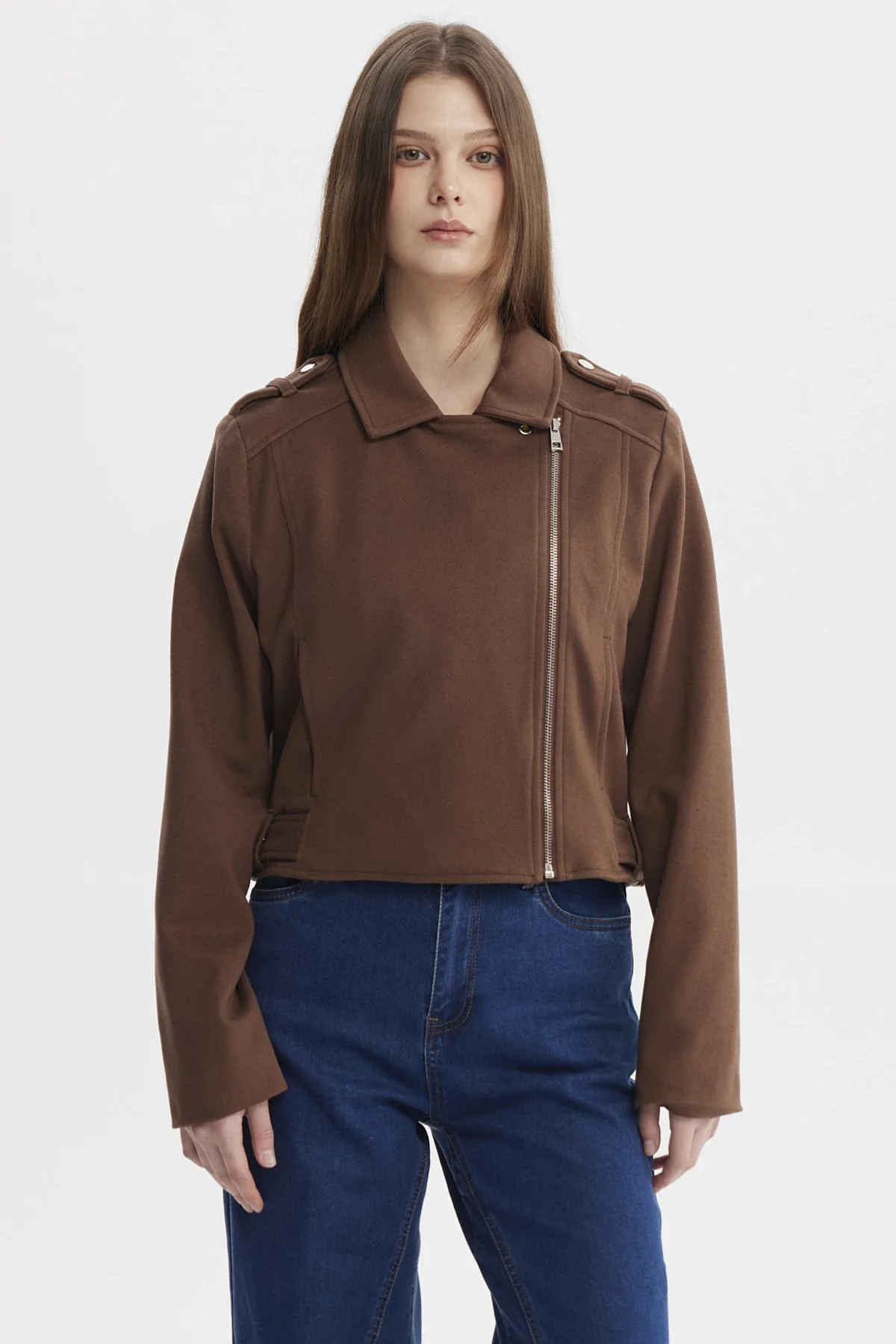 Chaqueta Mujer Slim Café Oscuro