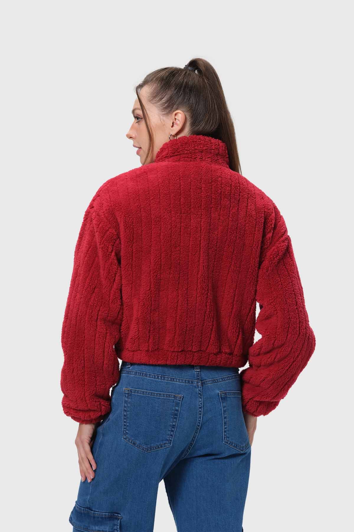 Chaqueta Mujer Tipo Polar Rojo - Image 3