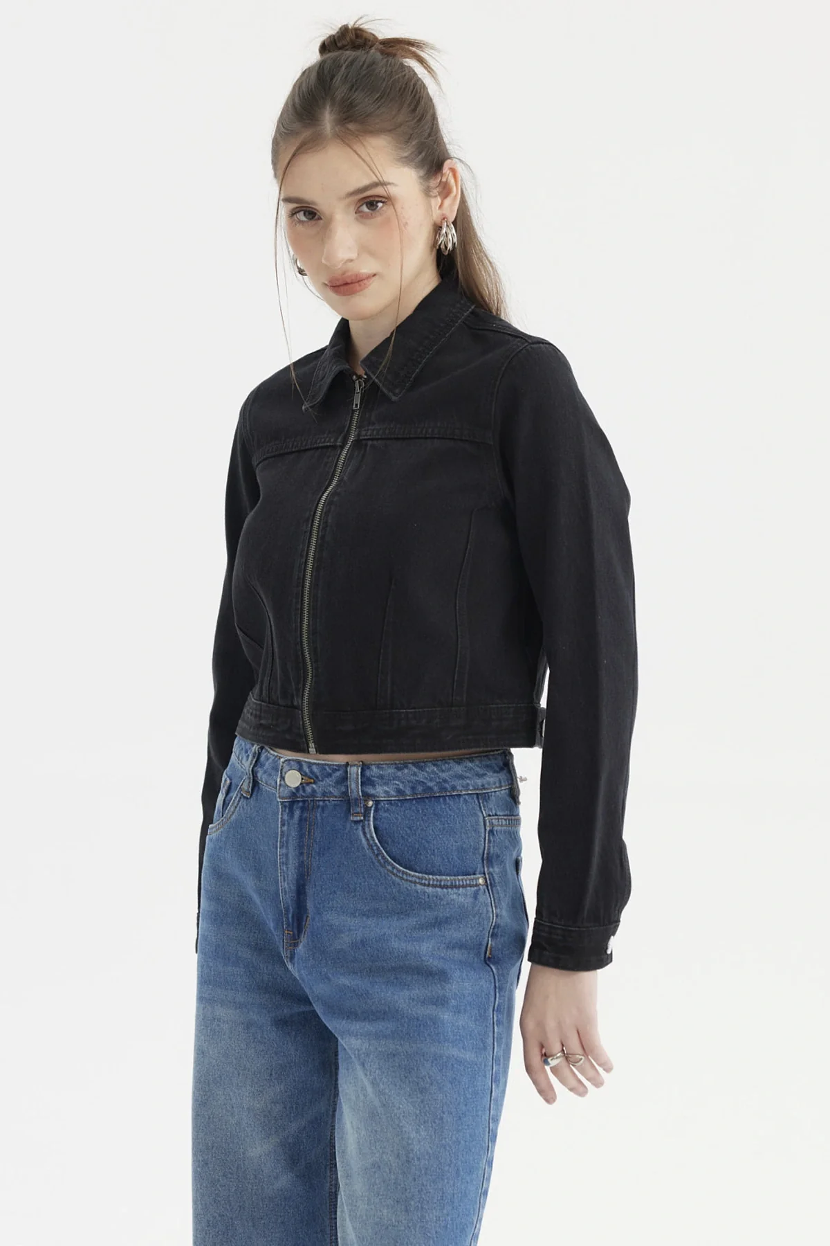 Chaqueta Mujer Trucker Negro - Image 2