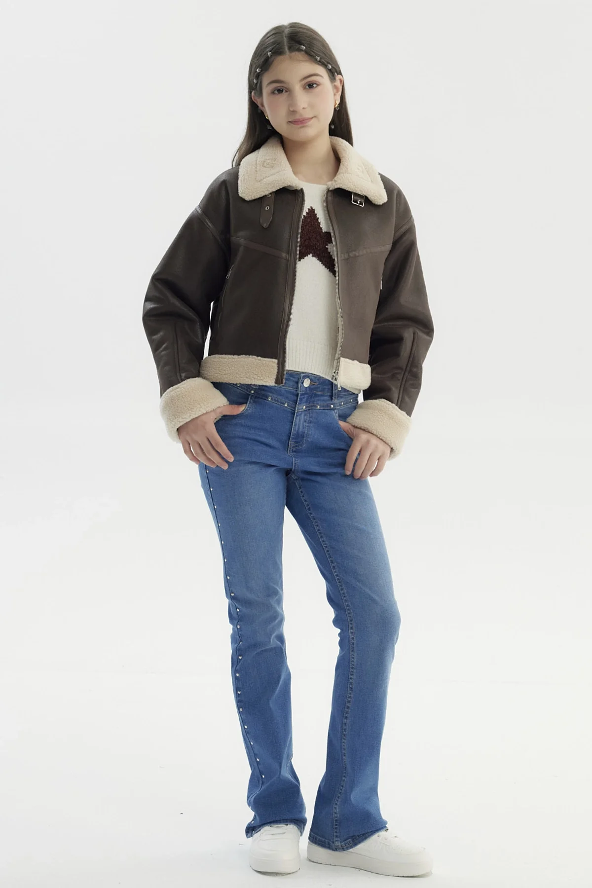Chaqueta Niña Cuello Camisero Camel - Image 4