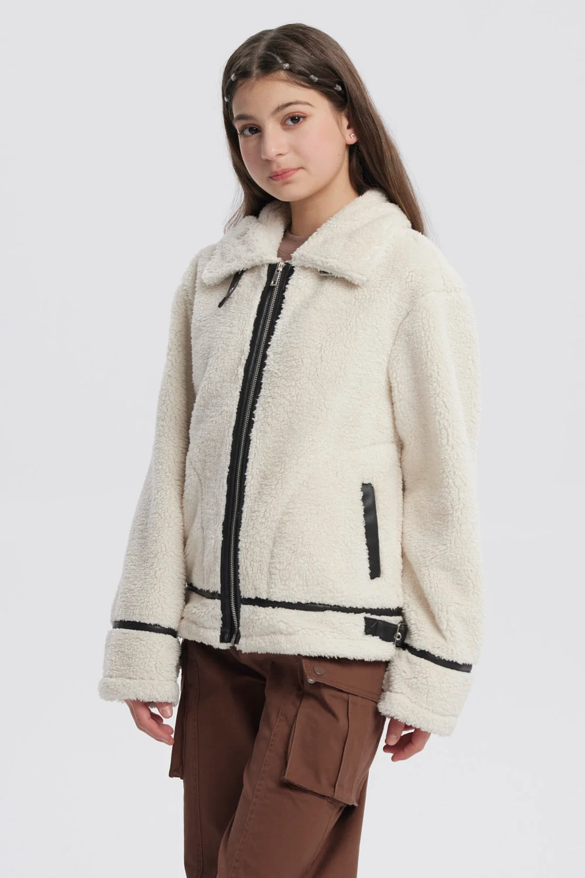 Chaqueta Niña Cuello Camisero Crudo - Image 2