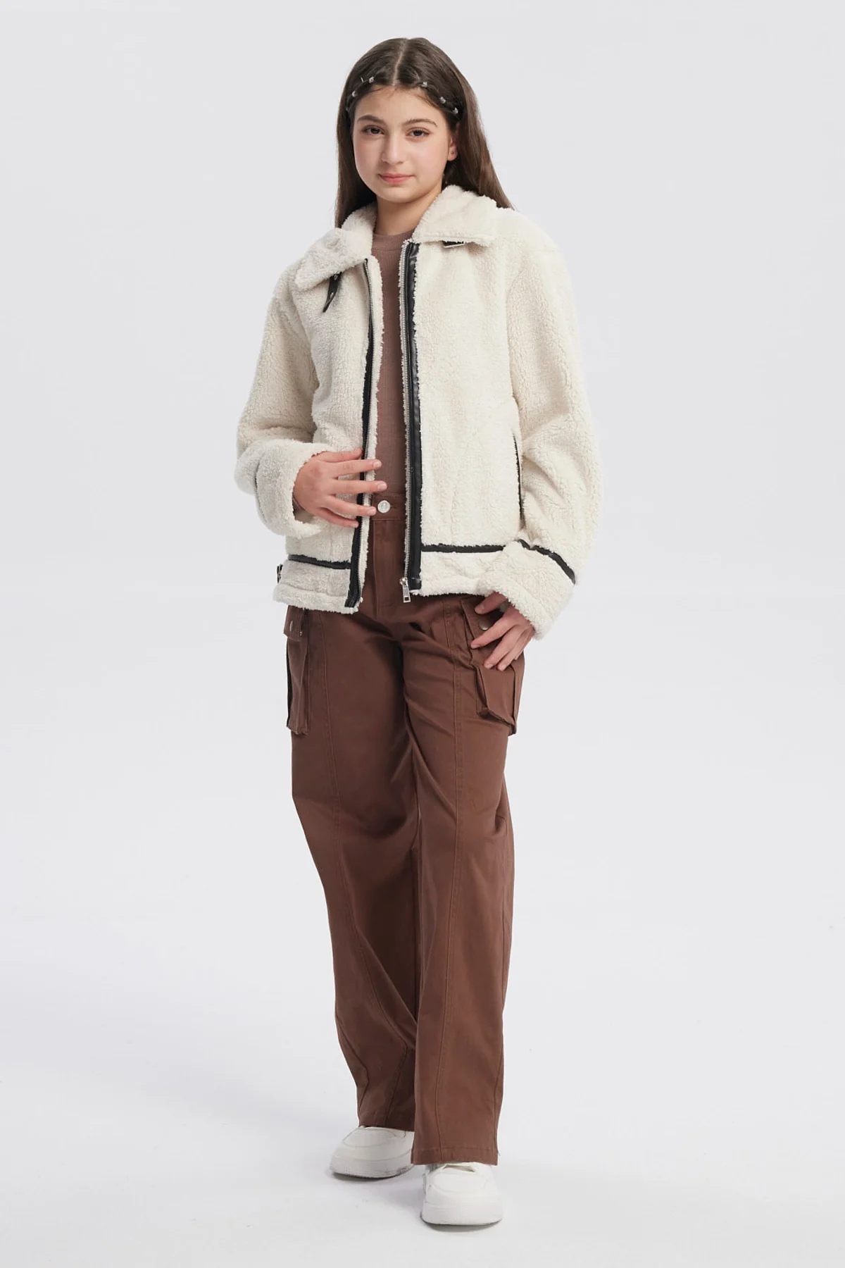 Chaqueta Niña Cuello Camisero Crudo - Image 4