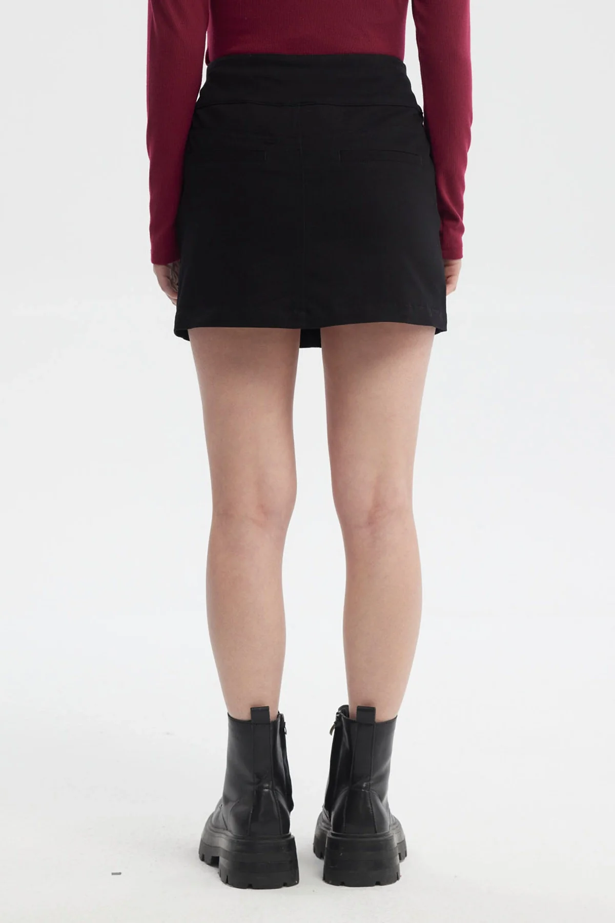 Falda Mujer Botones Lateral Negro - Image 3