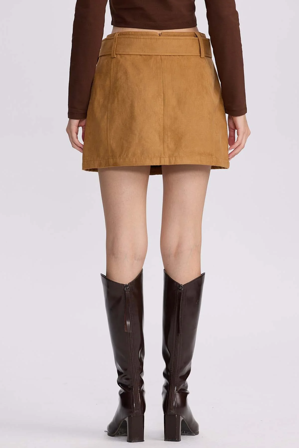 Falda Mujer Cinturón Ancho Camel - Image 3