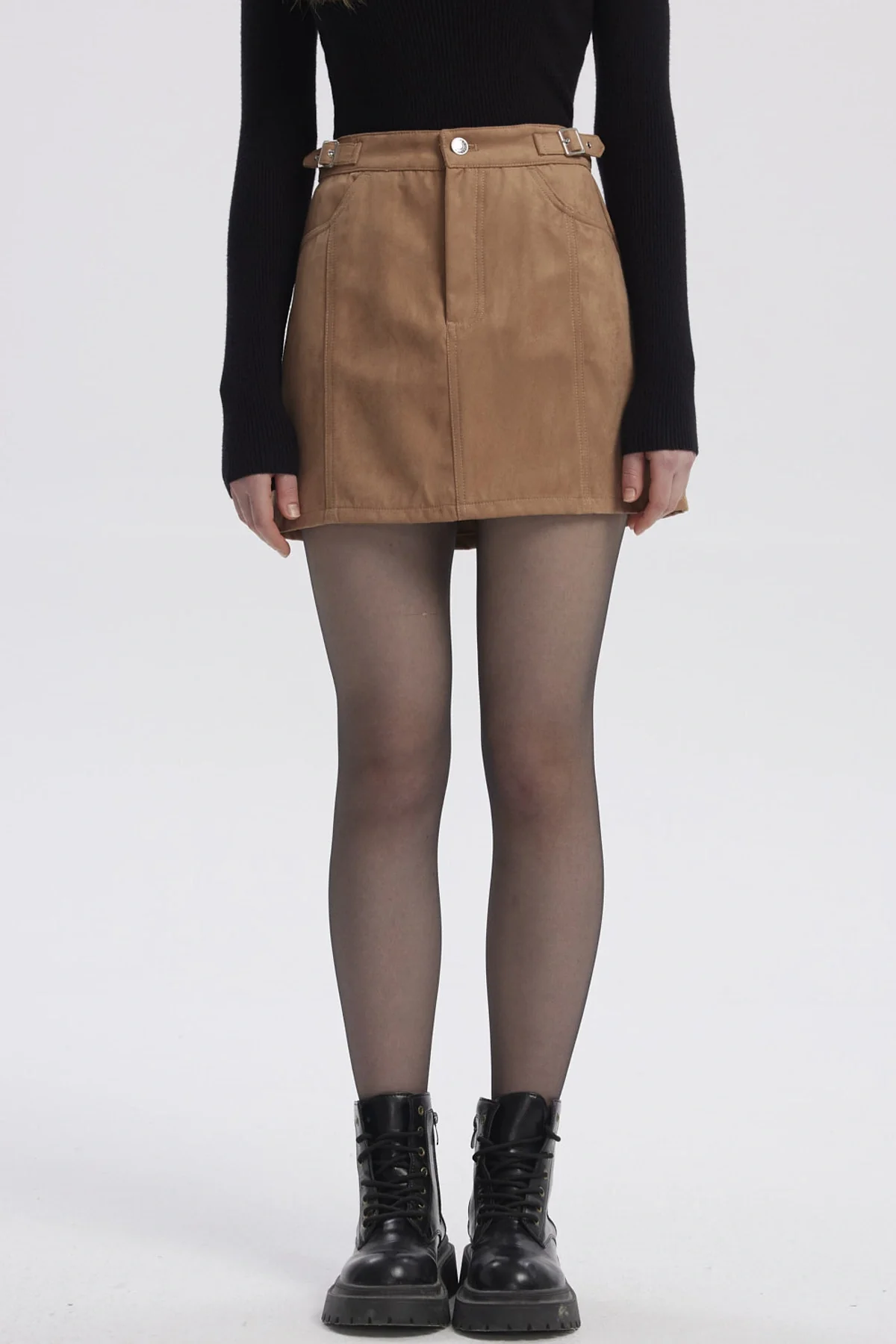 Falda Mujer Gamuza Camel
