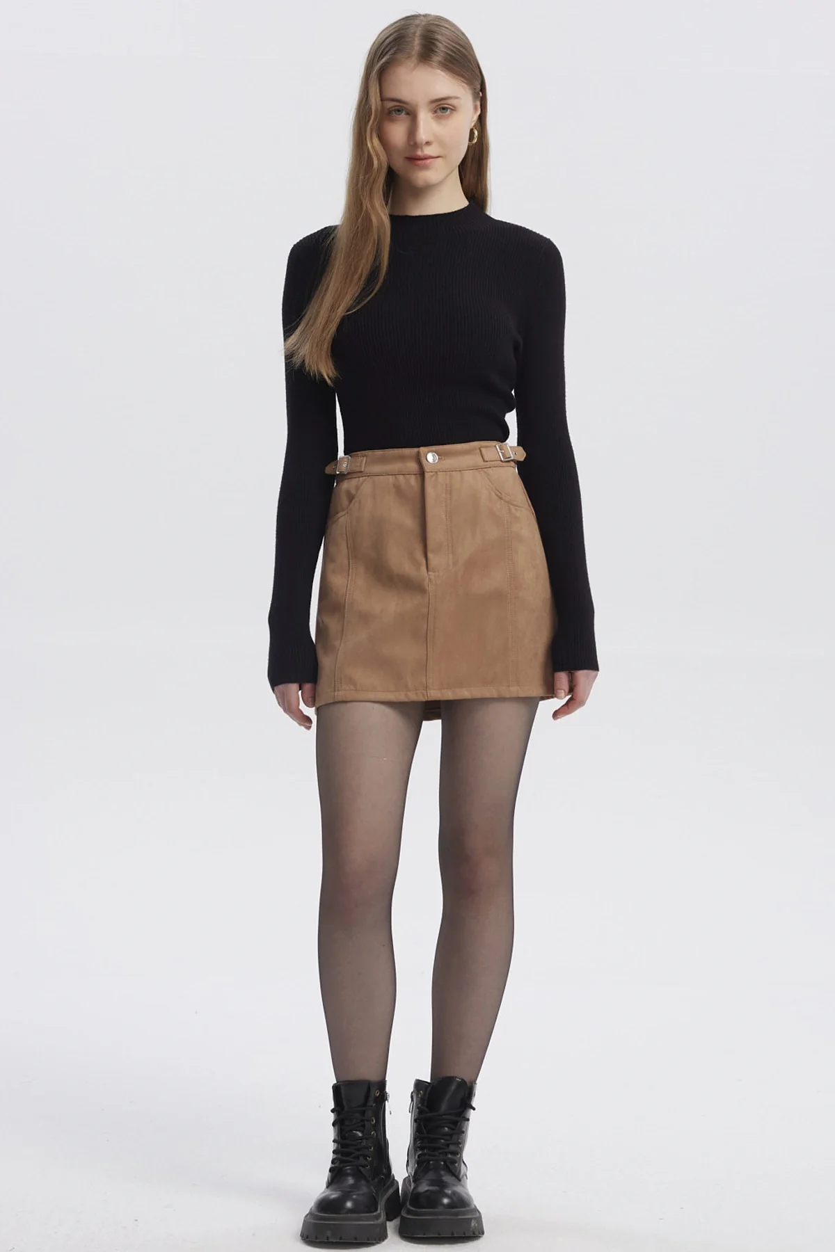 Falda Mujer Gamuza Camel - Image 4