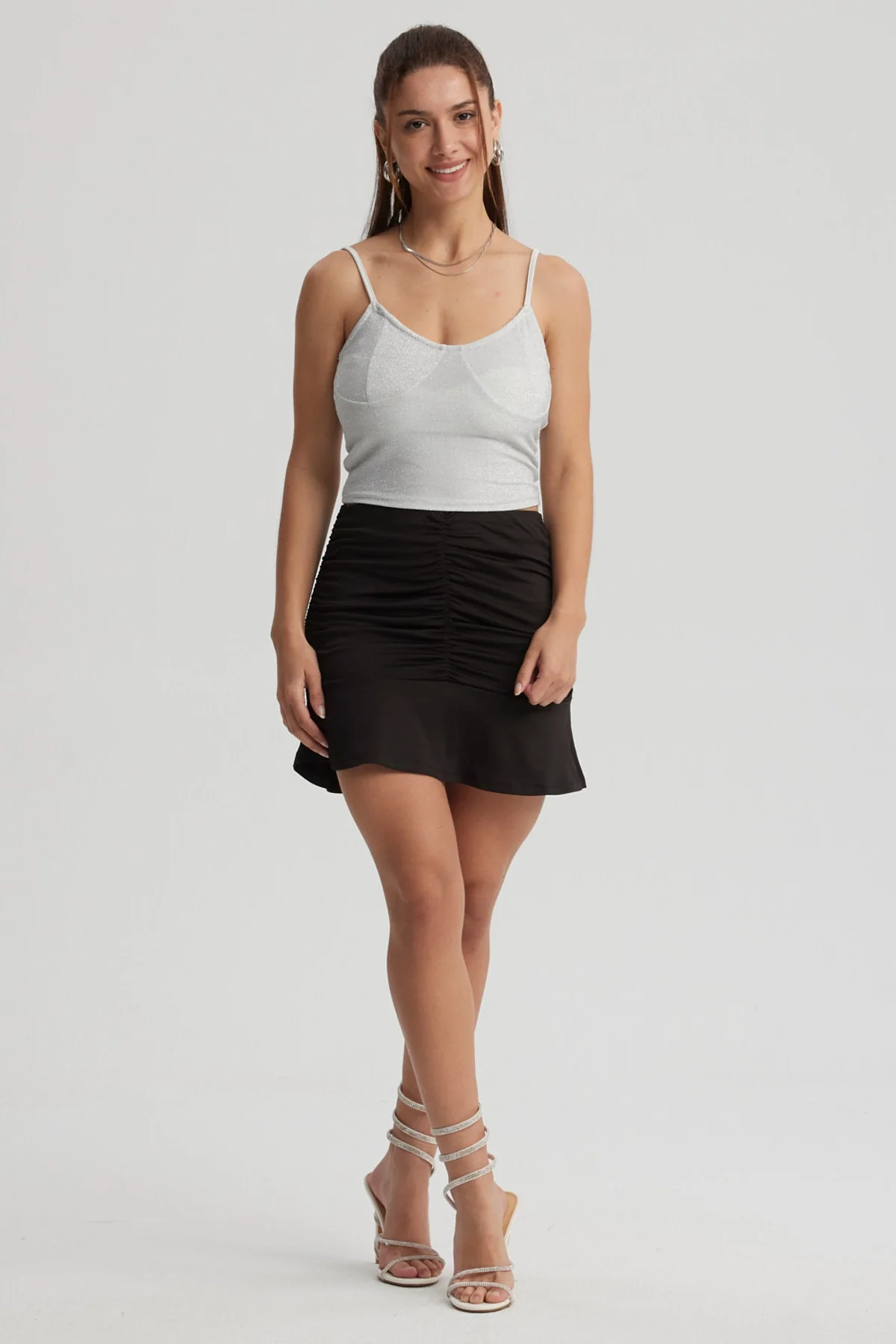Falda Mujer Recogido Vuelos Negro - Image 4