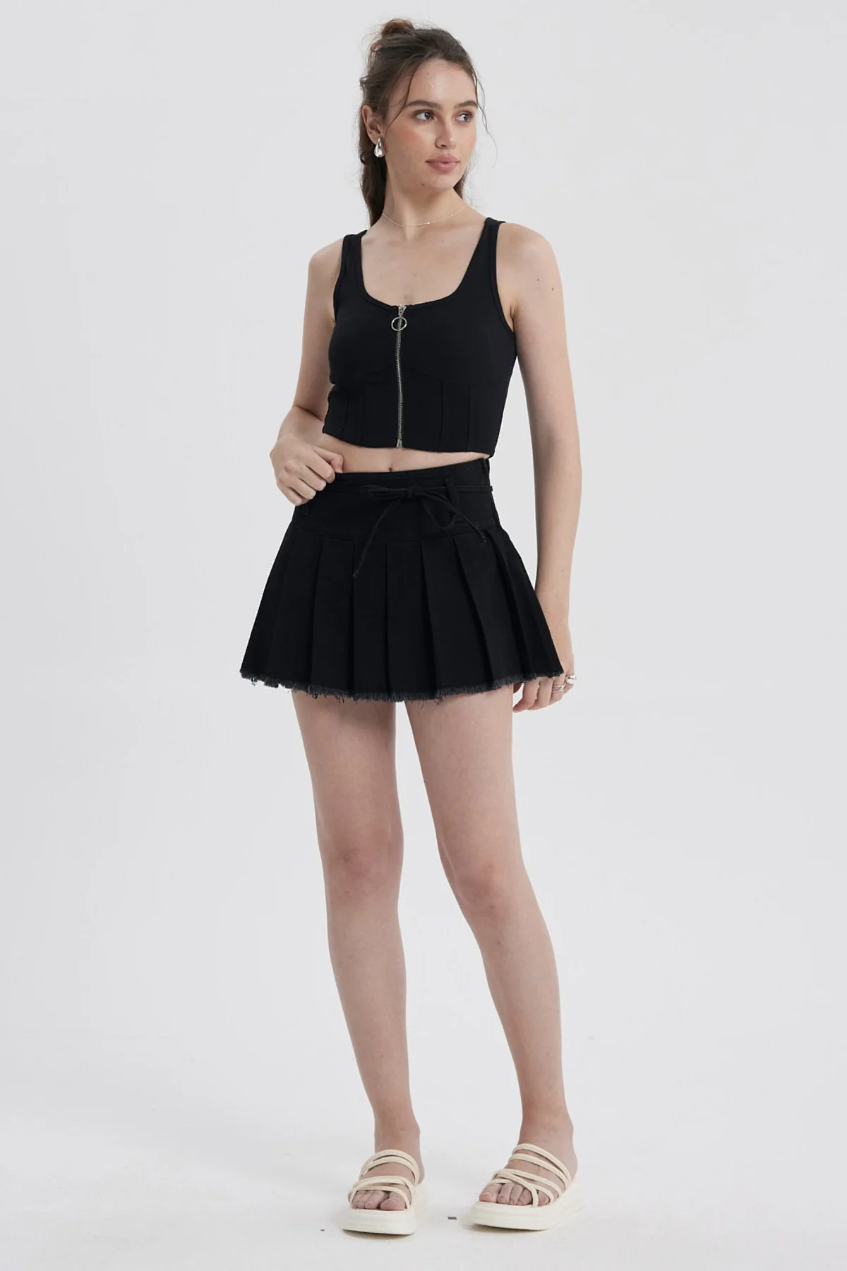 Falda Mujer Tableada Negro - Image 4