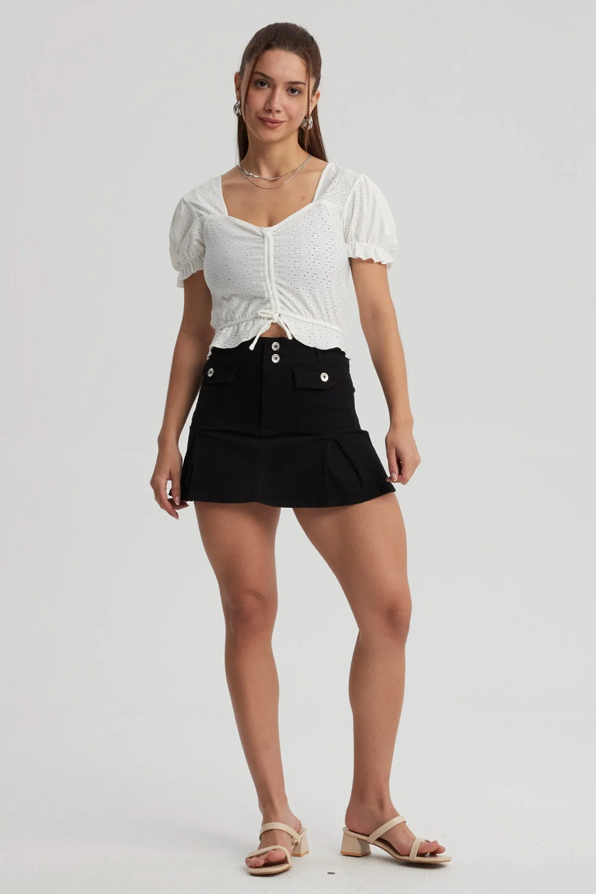 Falda Mujer Tableadas Negro - Image 4