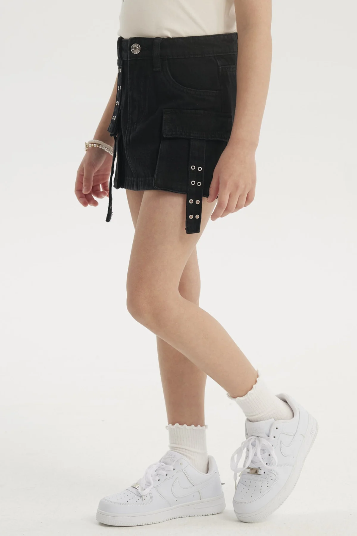 Falda Niña Denim Cargo Negro - Image 2