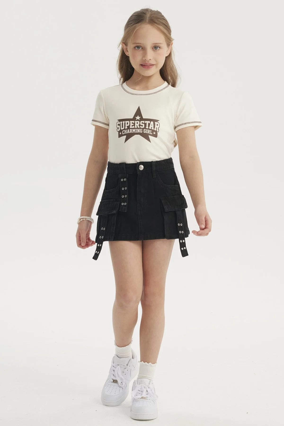 Falda Niña Denim Cargo Negro - Image 4
