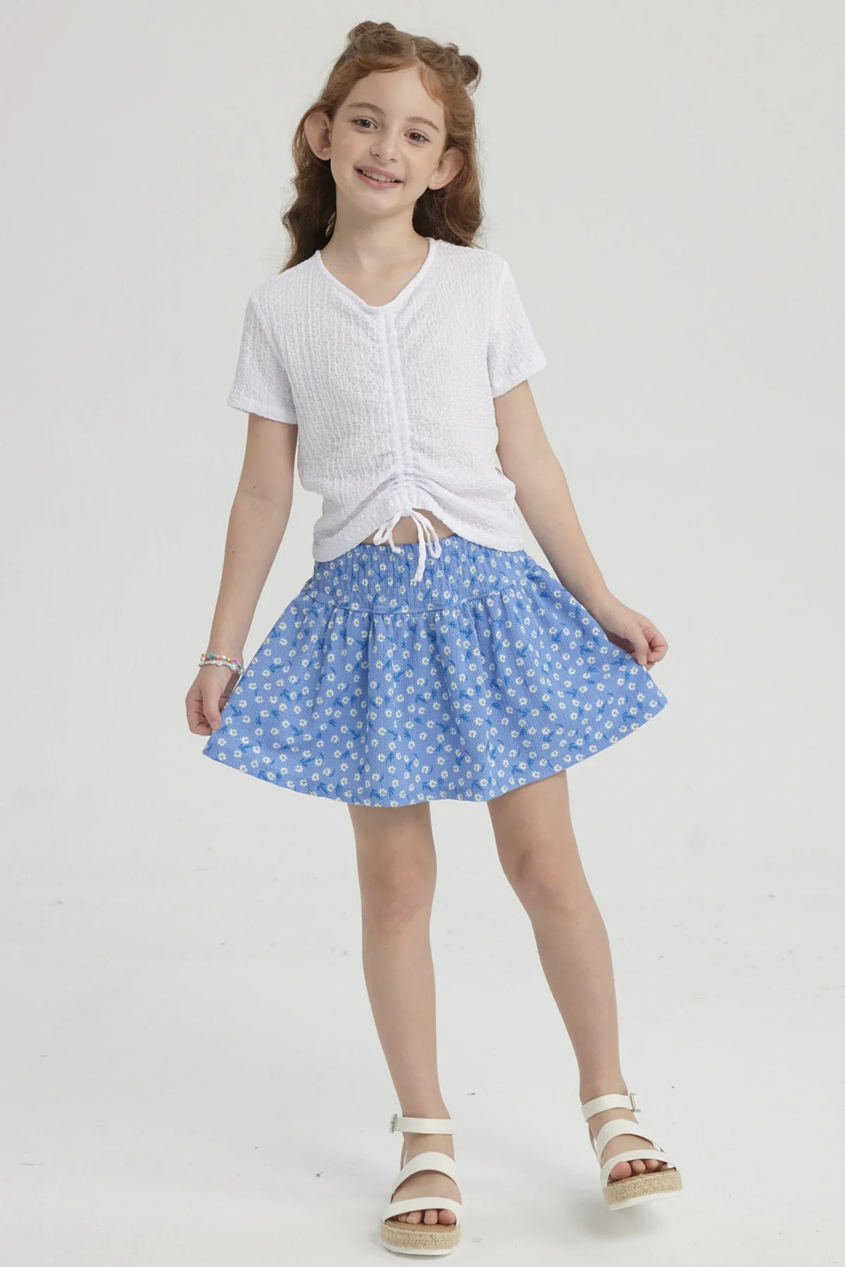 Falda Niña Short Pretina Panal Azulino - Image 4