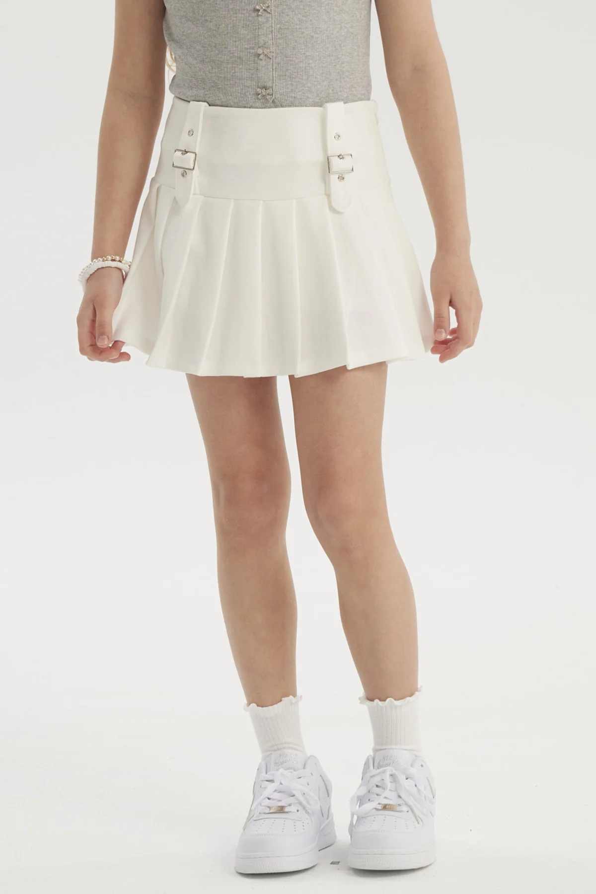 Falda Niña Tableada Blanco