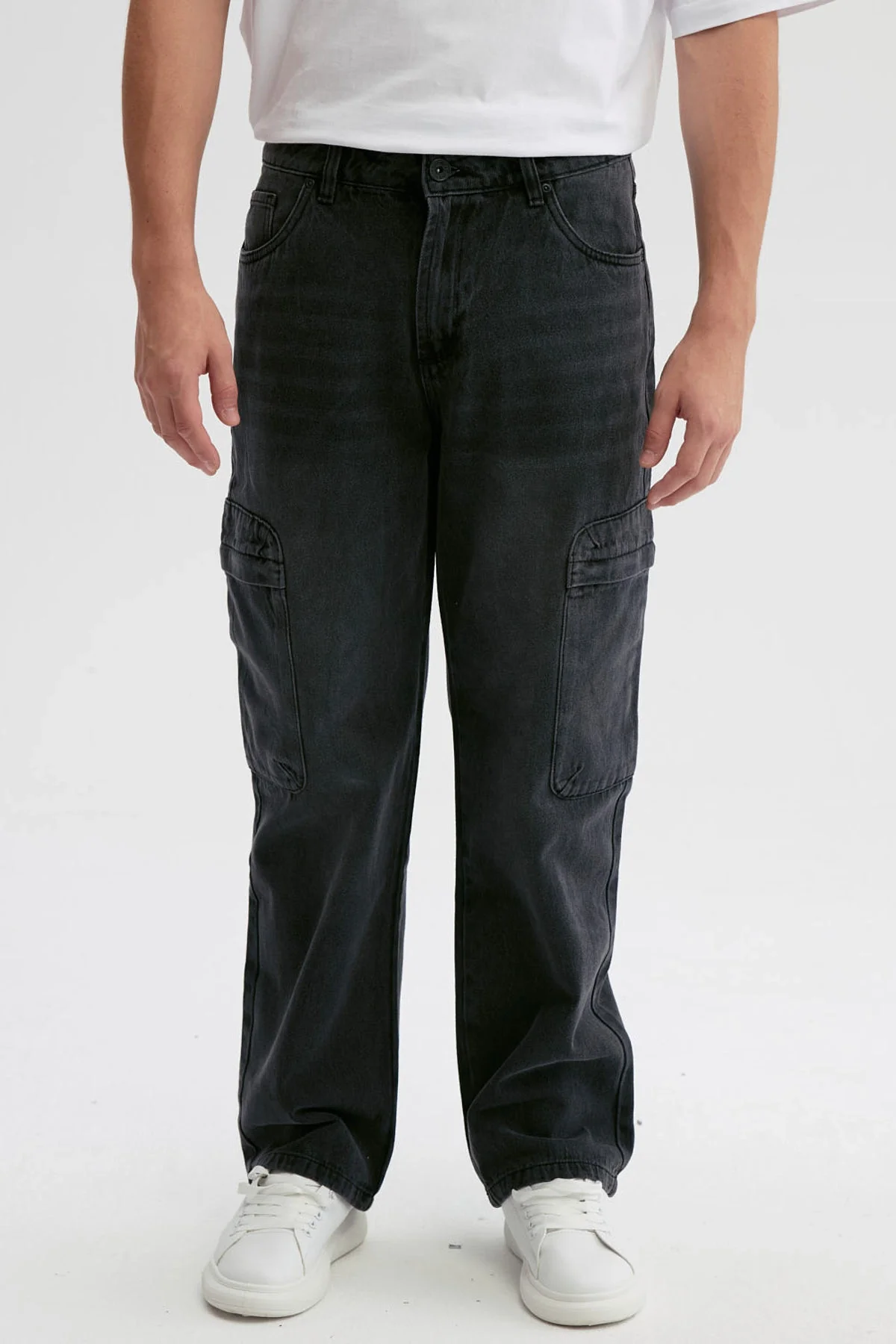 Jeans Hombre Baggy Cargo Negro