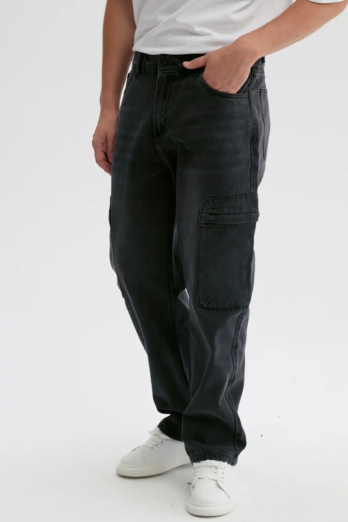 Jeans Hombre Baggy Cargo Negro - Image 2
