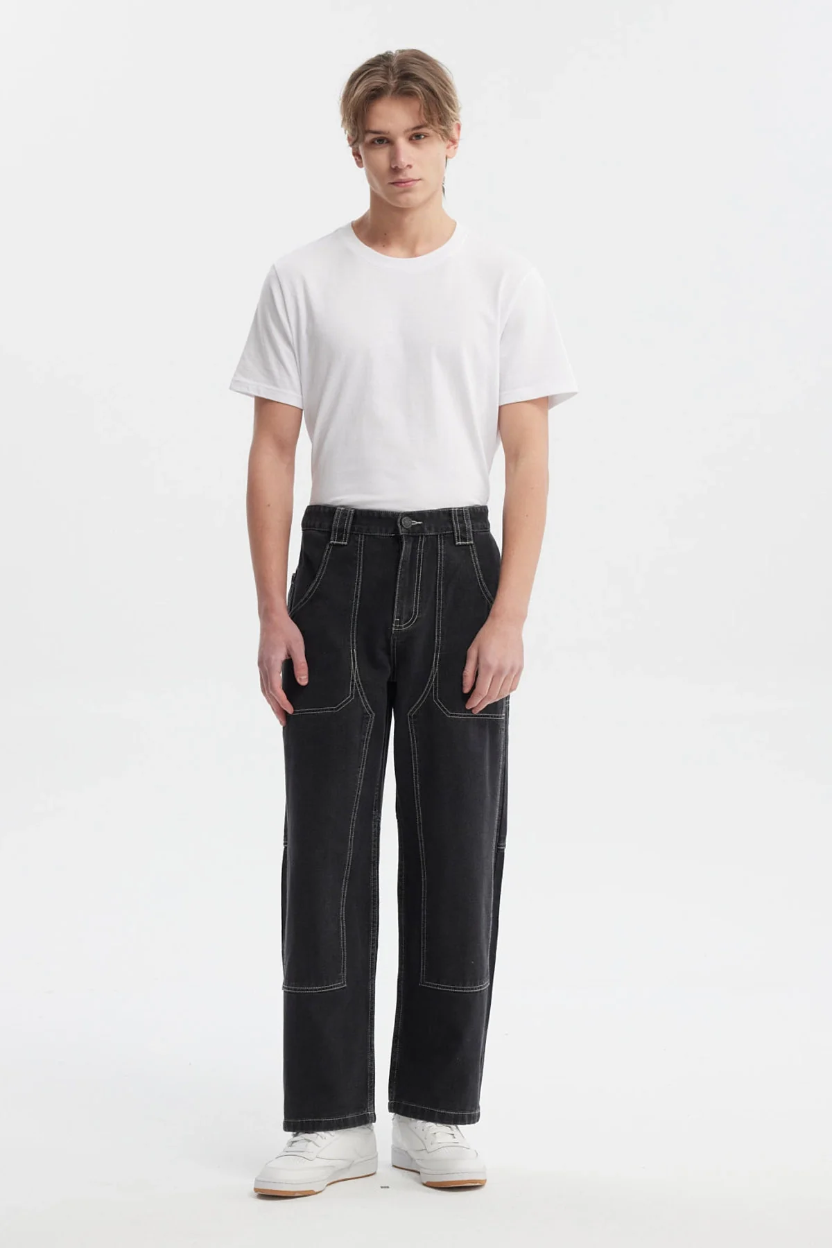 Jeans Hombre Baggy Costura Negro - Image 4