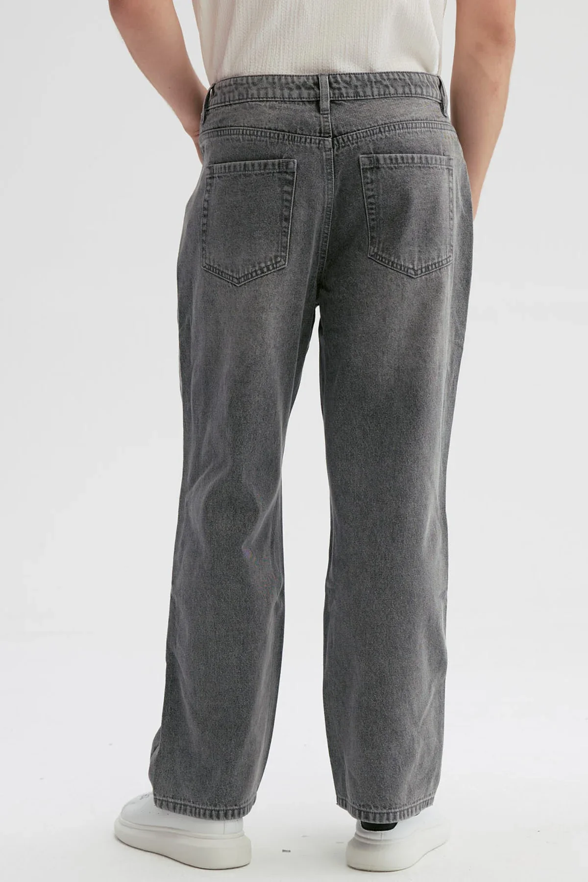 Jeans Hombre Baggy Dirty Washed Gris Claro - Image 3