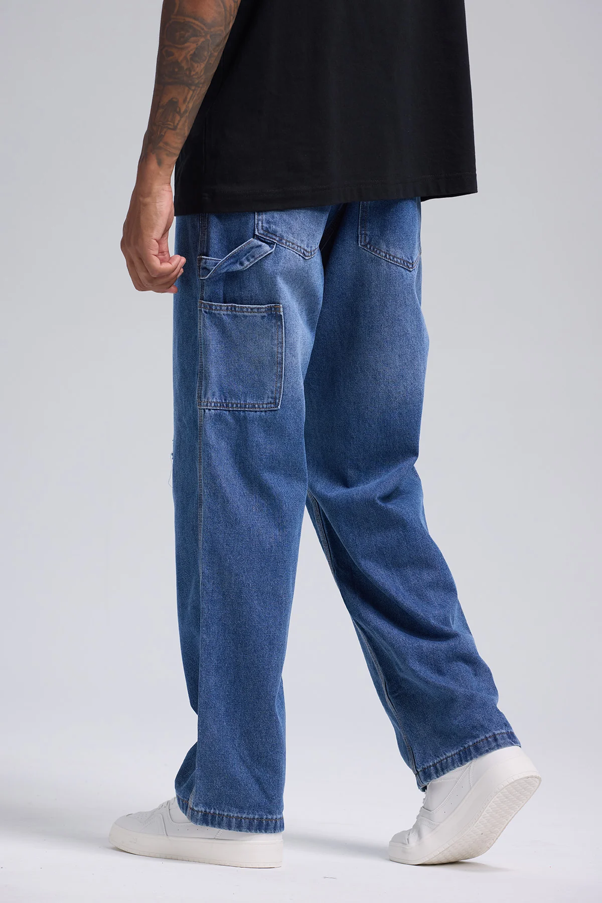 Jeans Hombre Baggy Rotura Azul Claro - Image 3