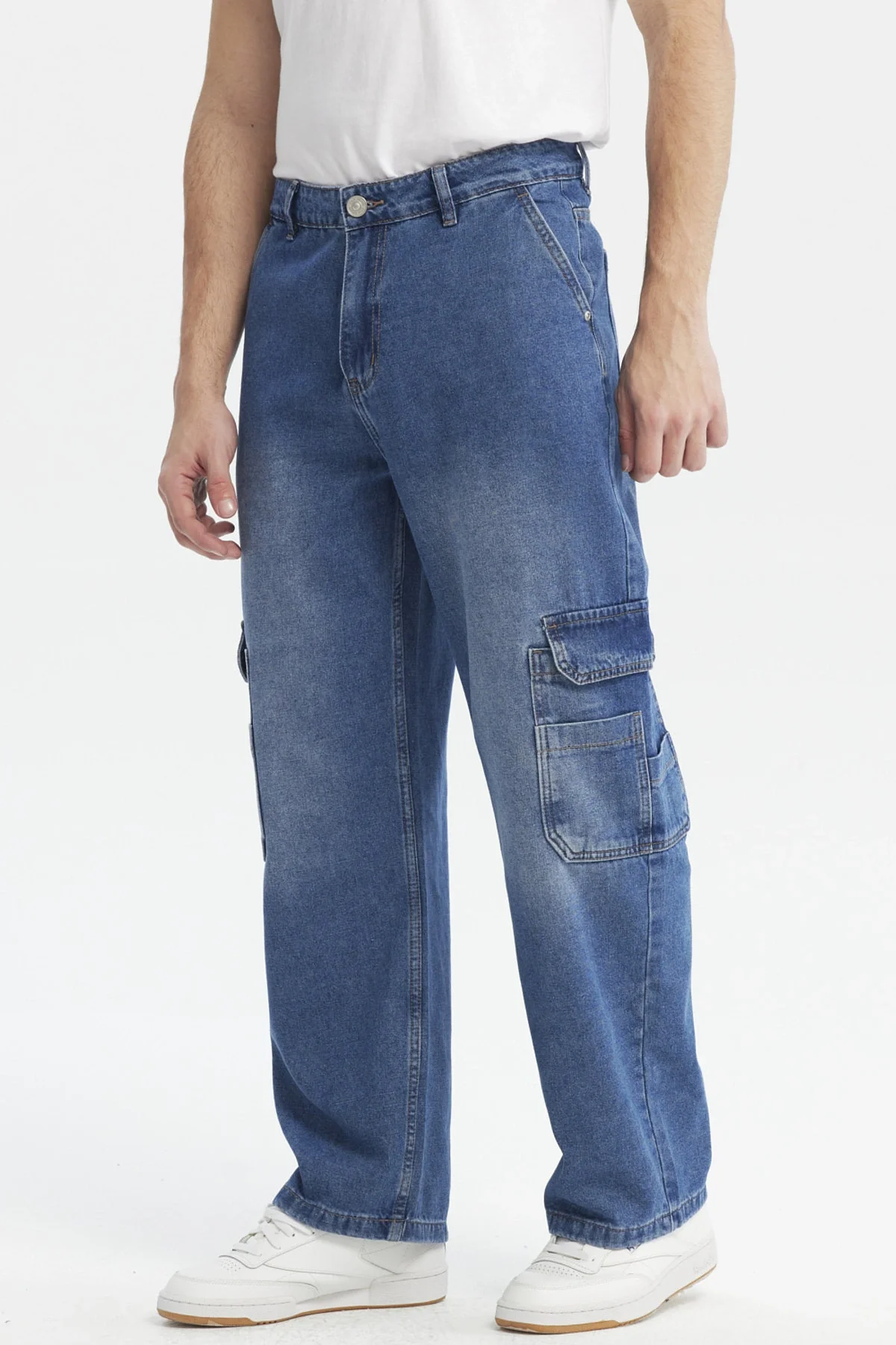 Jeans Hombre Calce Recto Cargo Bolsillo Azul - Image 2