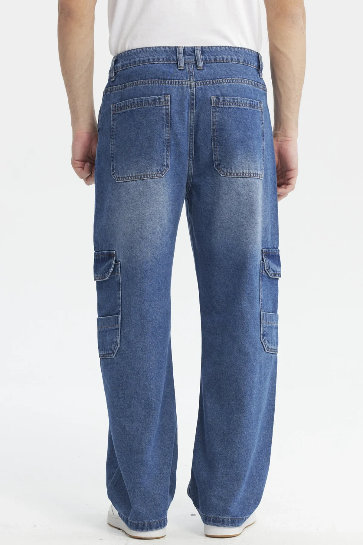 Jeans Hombre Calce Recto Cargo Bolsillo Azul - Image 3