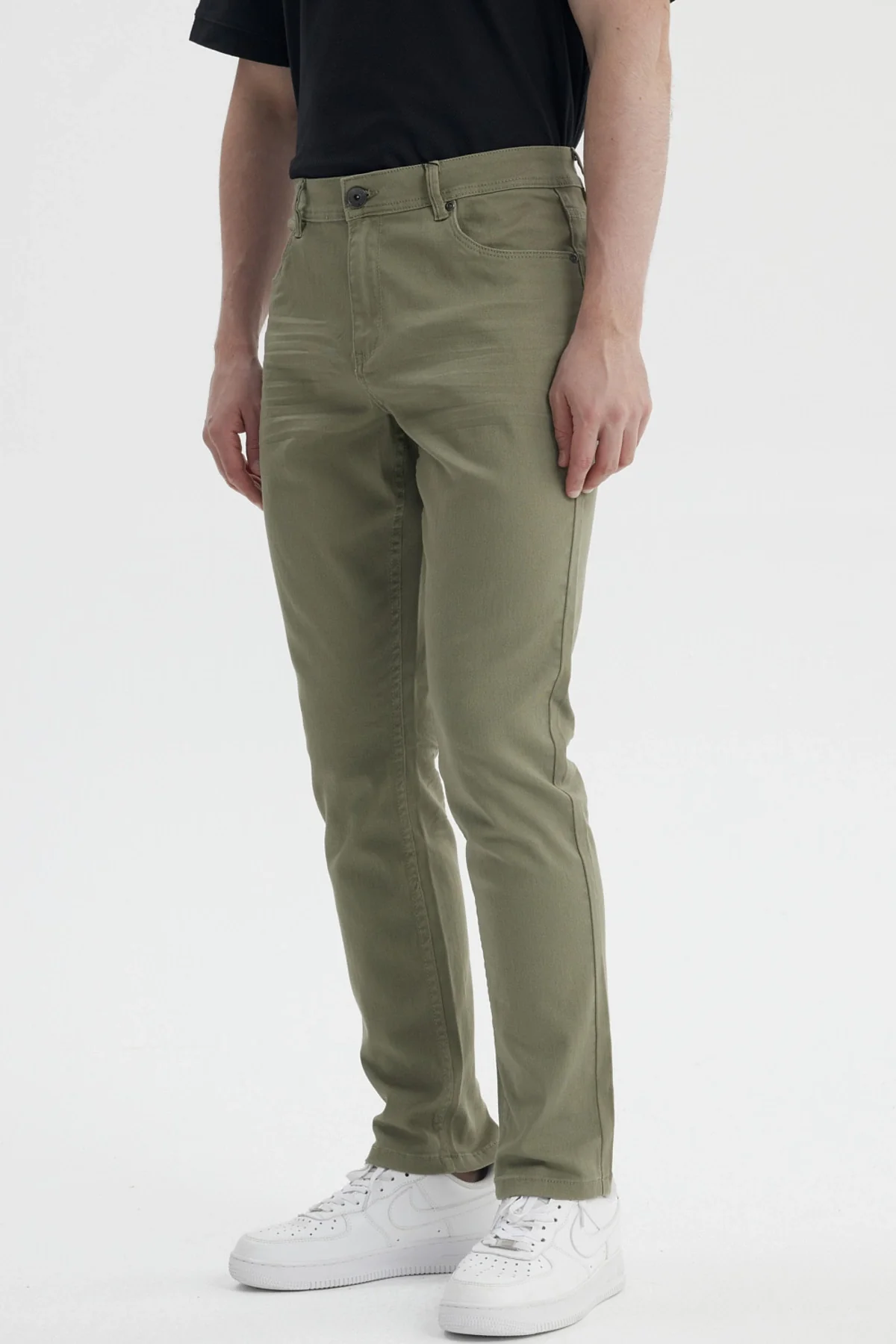 Jeans Hombre Slim Color Verde Militar - Image 2