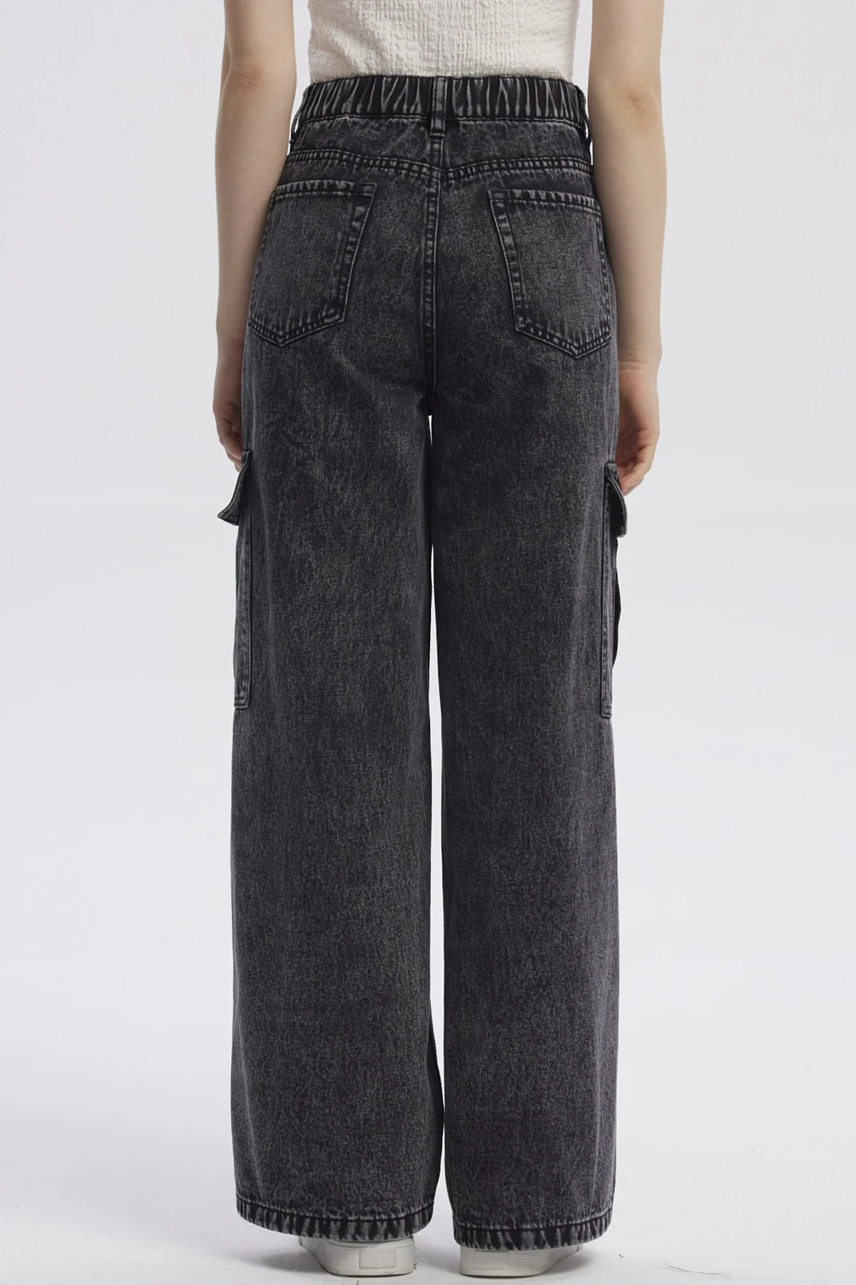Jeans Mujer Baggy Gris - Image 3