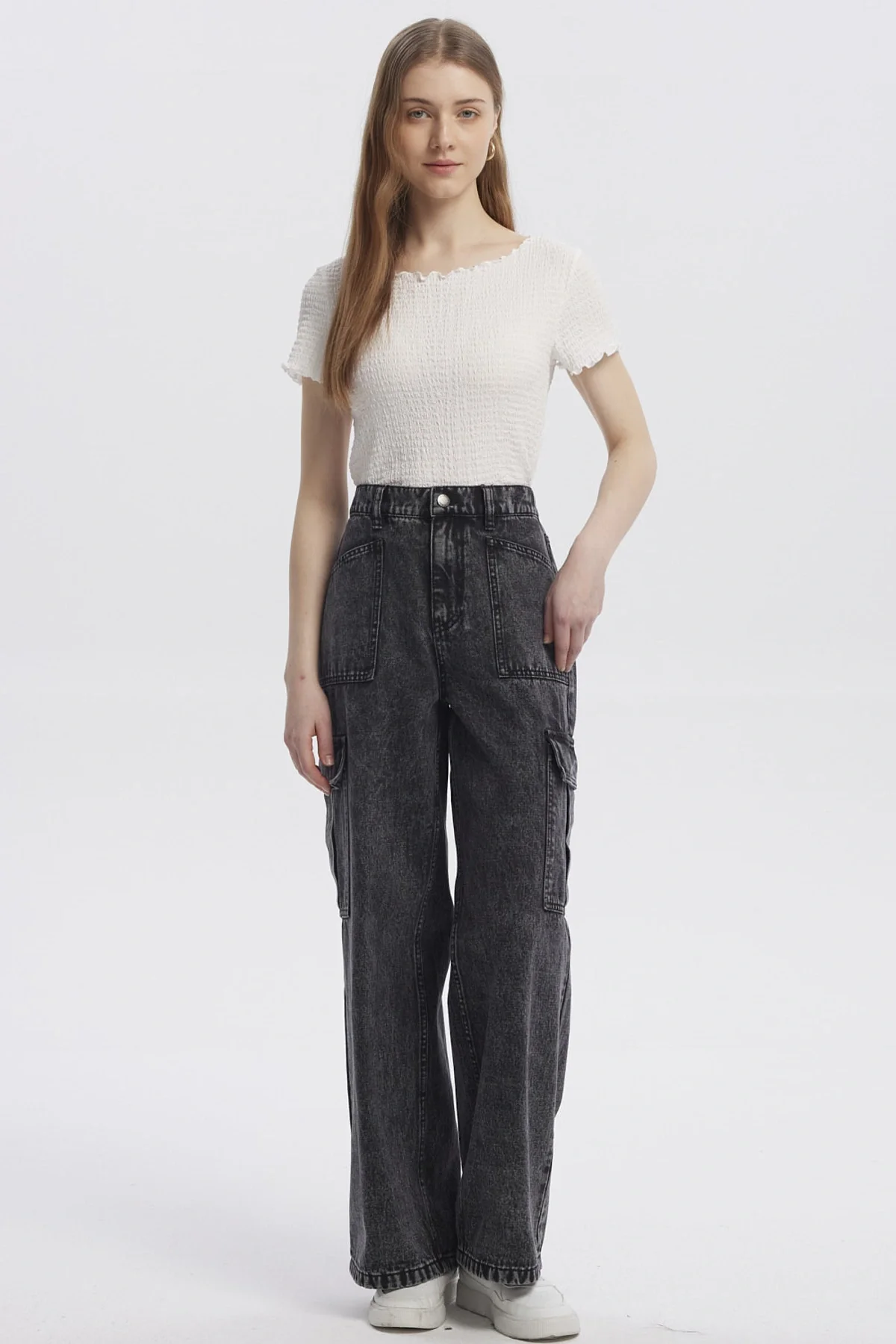 Jeans Mujer Baggy Gris - Image 4
