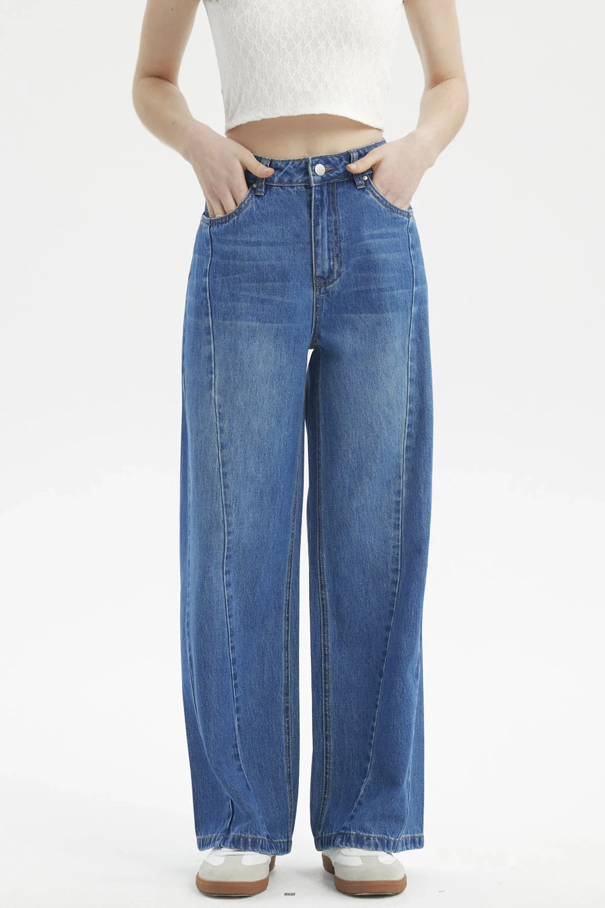 Jeans Mujer Baggy Moda Azul