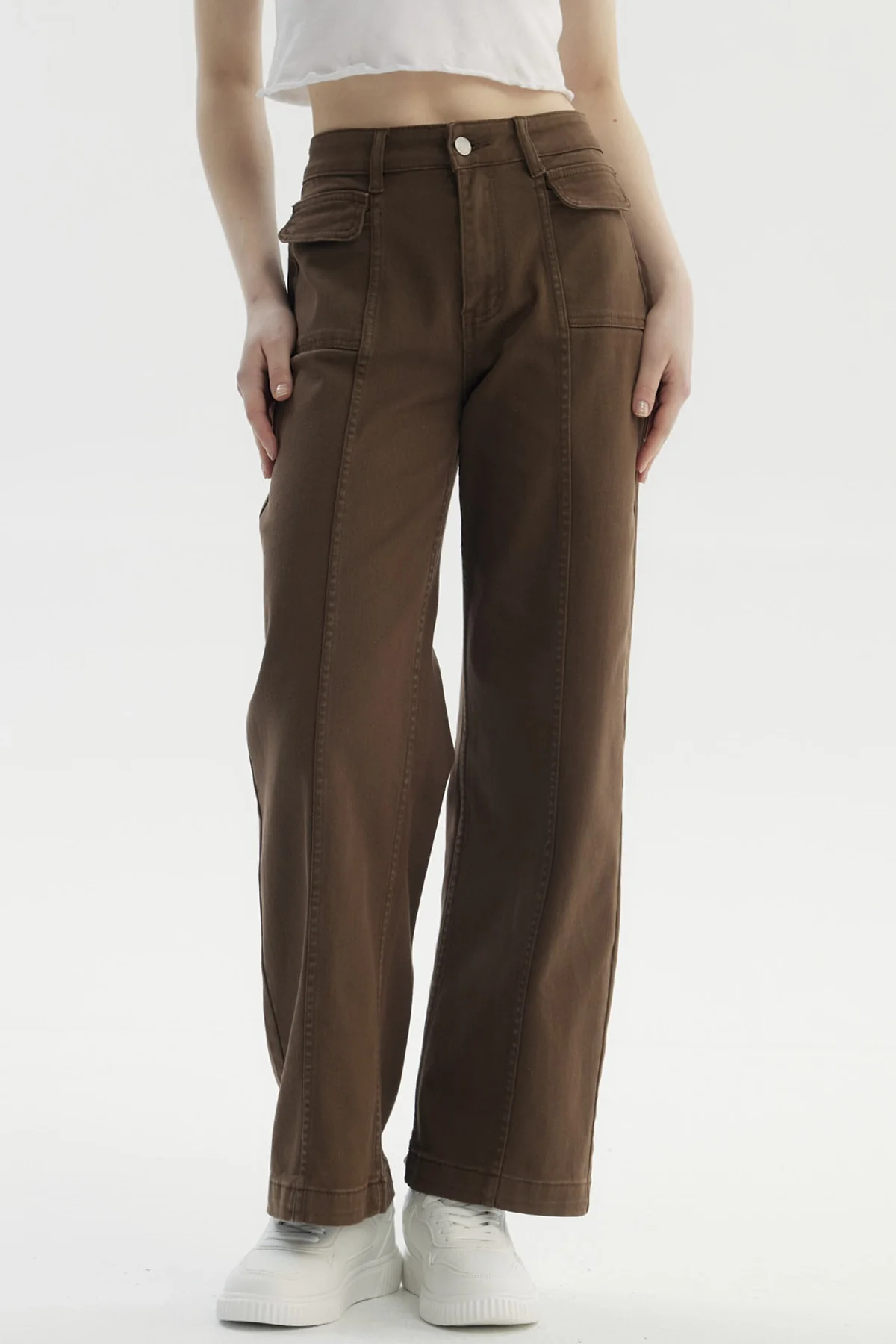 Jeans Mujer Baggy Moda Café