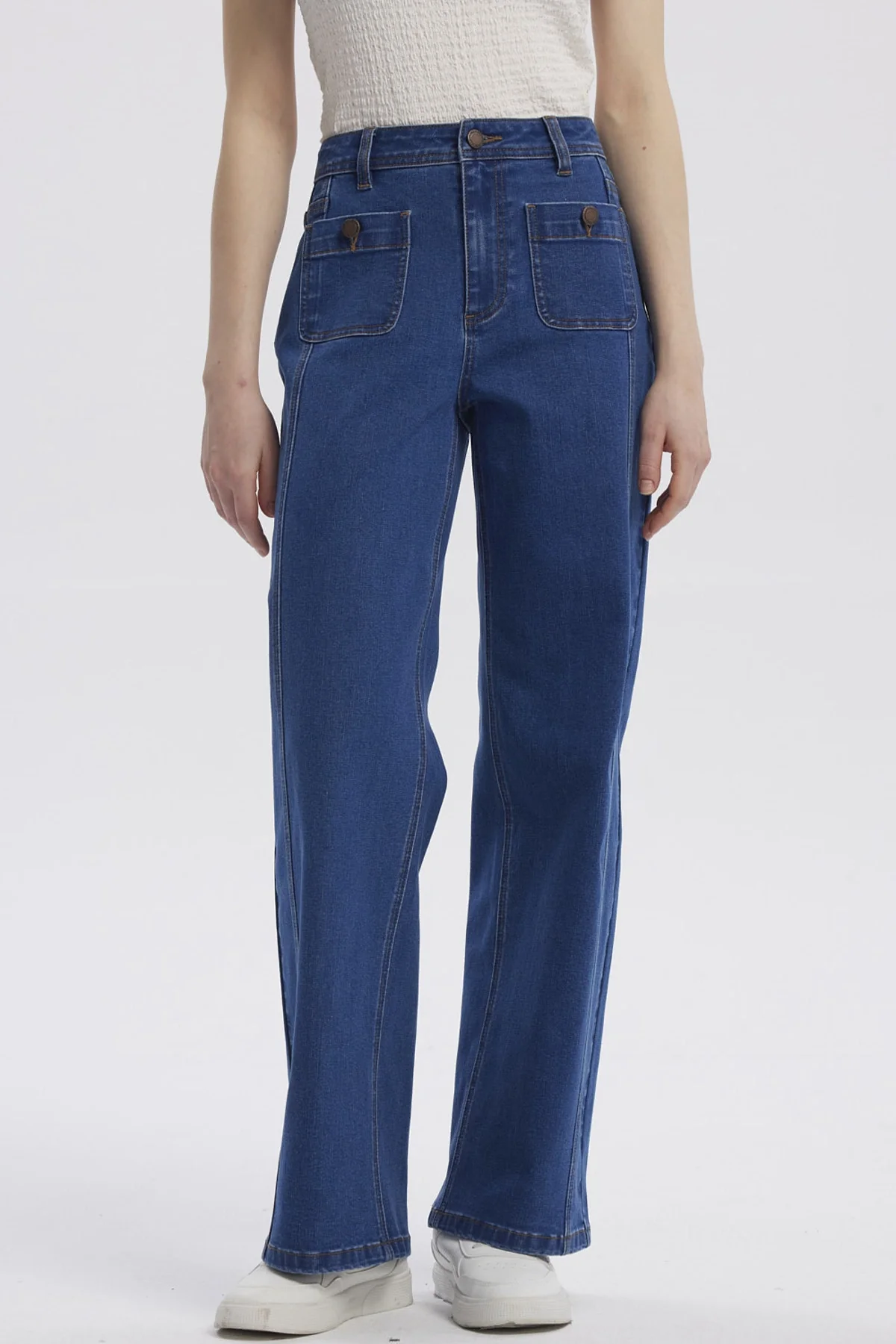 Jeans Mujer Calce Recto Azul Oscuro