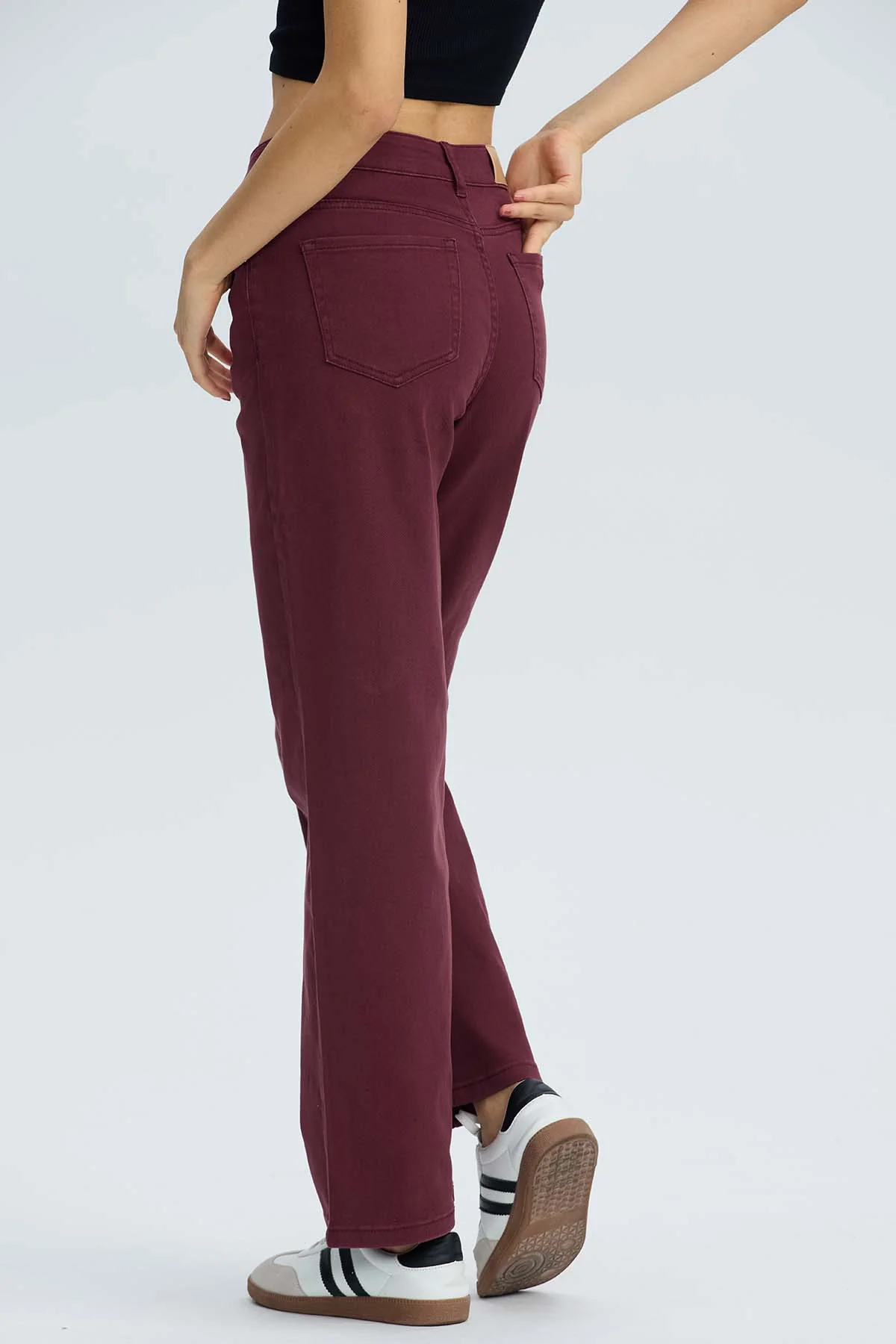 Jeans Mujer Calce Recto Burdeo - Image 2